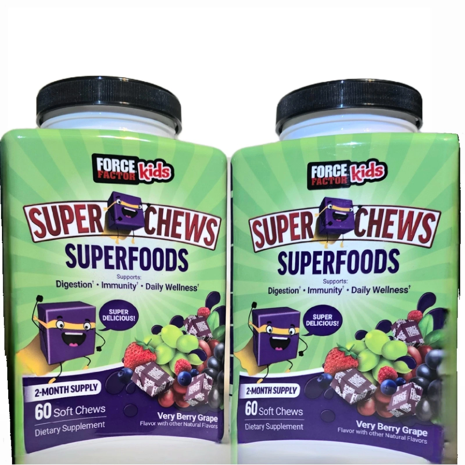 2x Kids Super Chews Very Berry Grape 60 Chews by Force Factor
