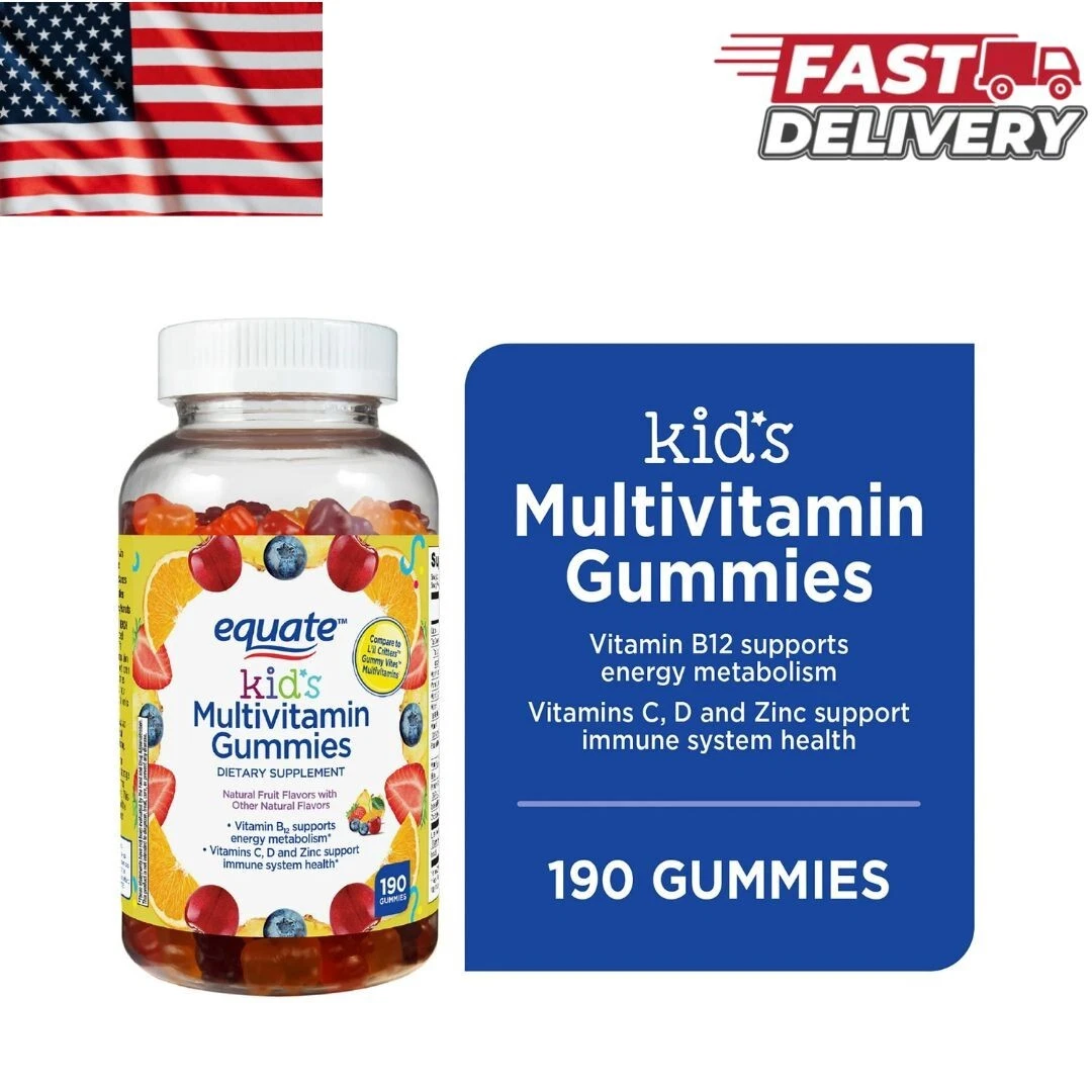 Equate Kids Multivitamin Gummies for General Health, Natural Fruit, 190 Count