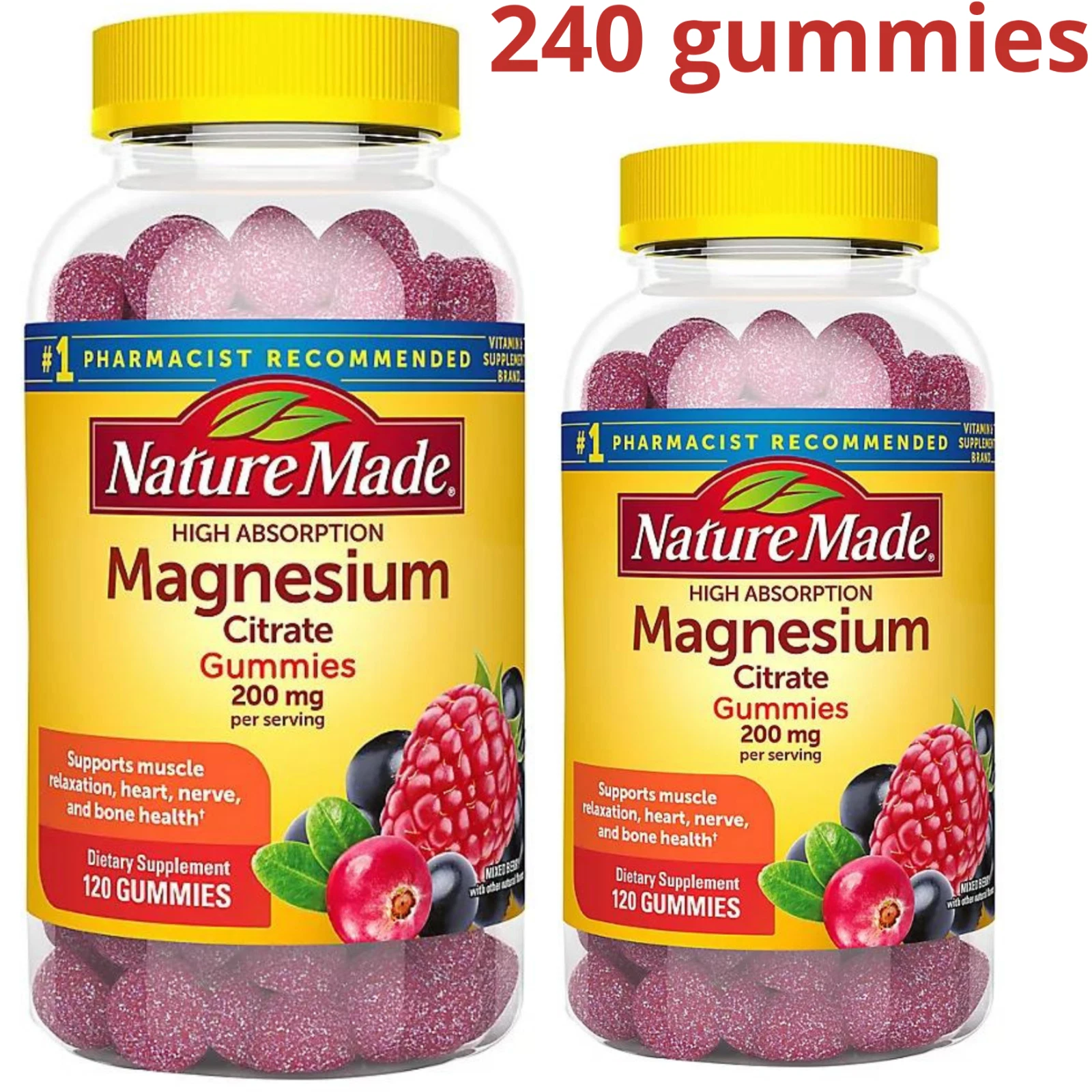 Nature Made High Absorption Magnesium Citrate 200 mg berry flavored 240 Gummies