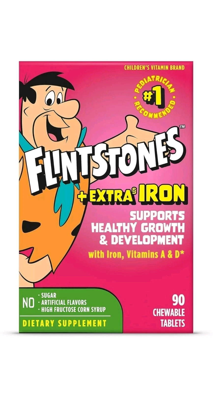 Flintstones Chewable Kids Vitamins W/Iron, Multivitamin for Kids & Toddlers 90CT