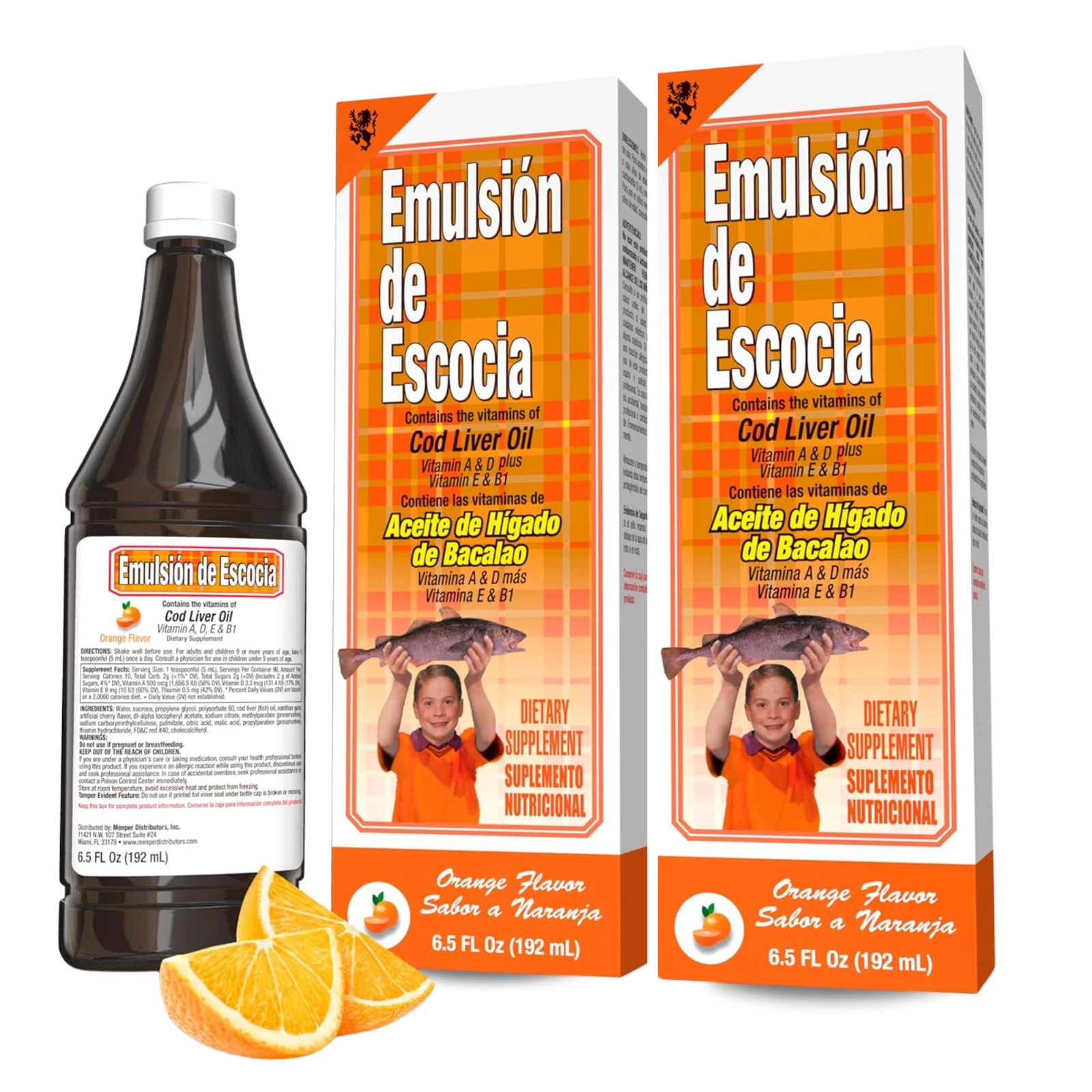 Emulsion de Escocia Cod Liver Oil 6.5 fl oz, Orange Flavor 6.5 fl oz (2-Pack)