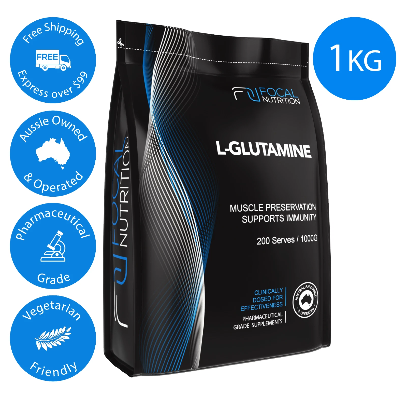 1KG PHARMACEUTICAL GRADE 100% PURE MICRONISED L GLUTAMINE Powder