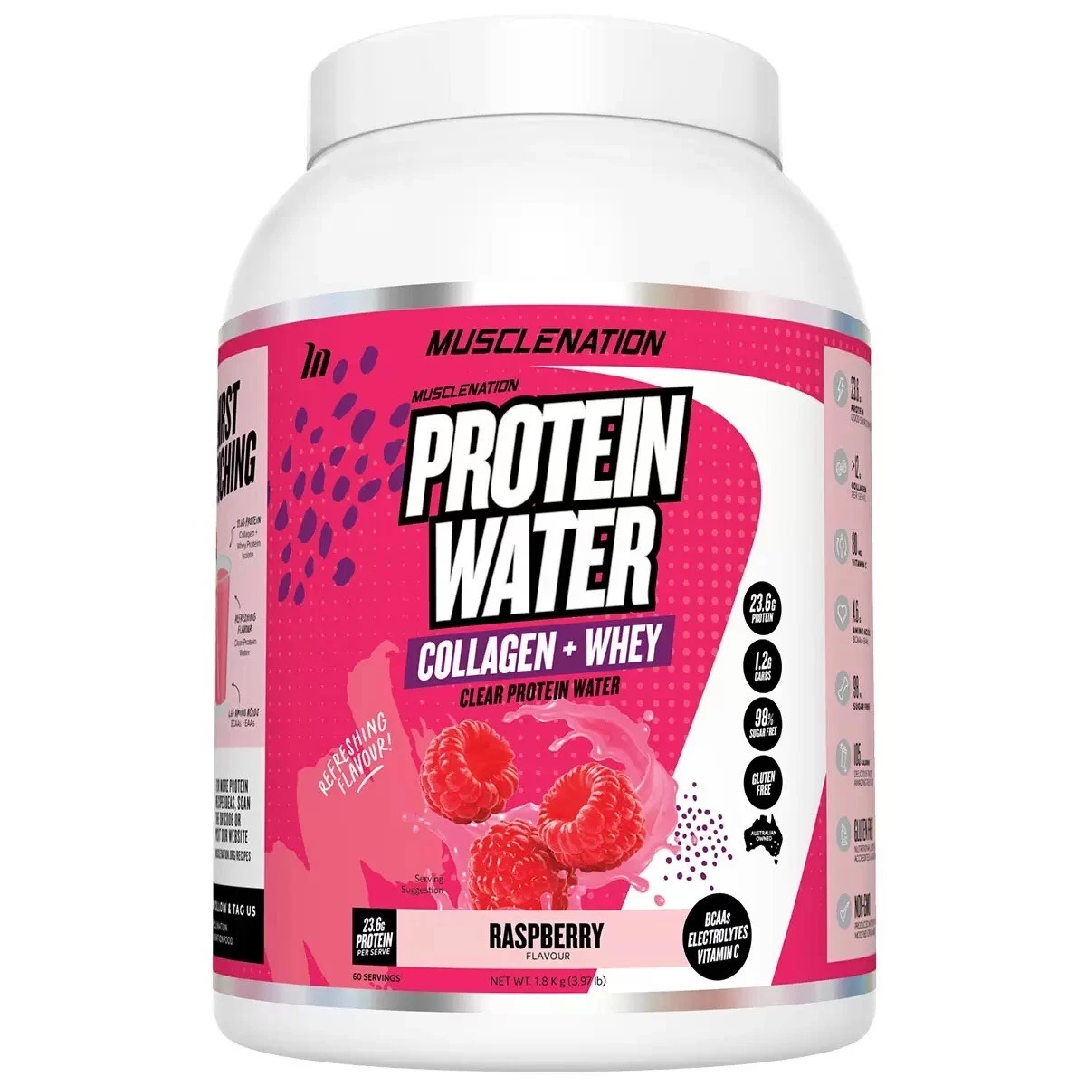 Muscle Nation Protein Water 1.8kg Raspberry - Genuine Brand New Sealed
