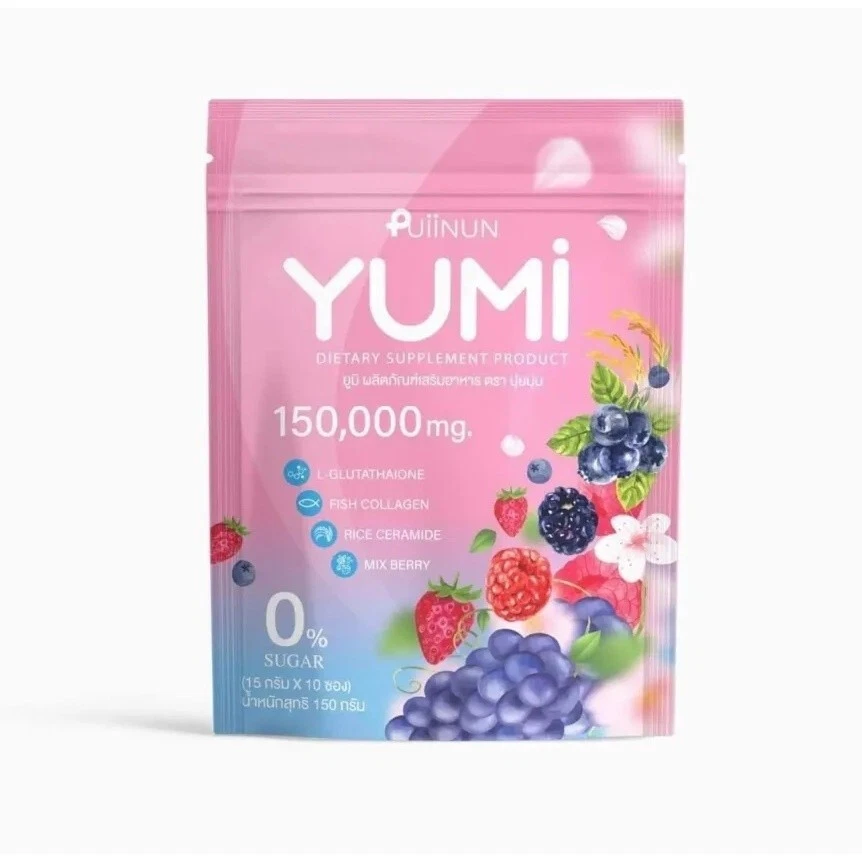 Puiinun Yumi Collagen Drink Mix Berry Nourishes Radiant Brightening Skin