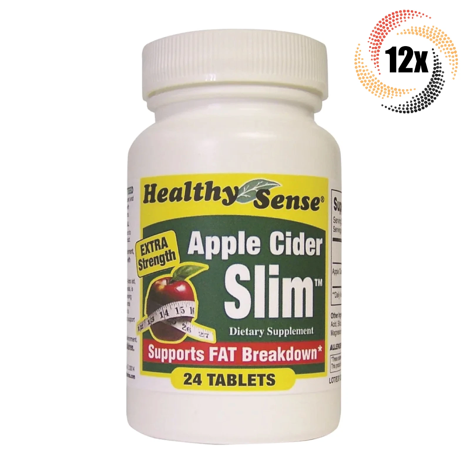 12x Bottles Healthy Sense Apple Cider Slim Dietary Tablets | 24 Per Bottle