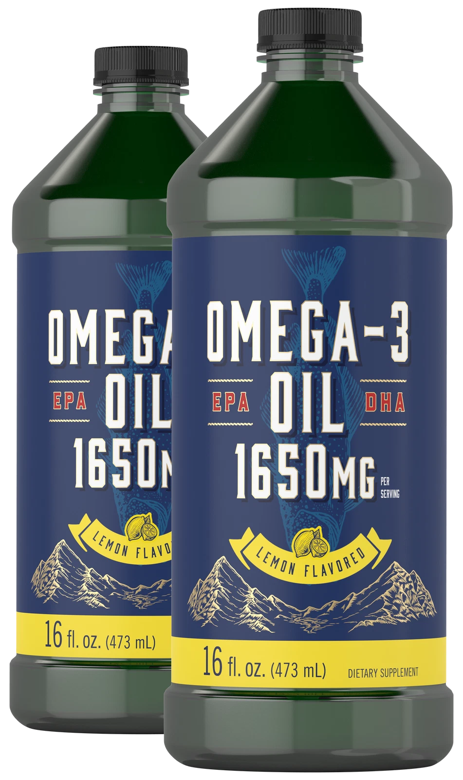 오메가 3 피쉬 오일 1650mg | 32플루이드온스 (2 x 16온스 병), 레몬 맛 | 칼라일 제품