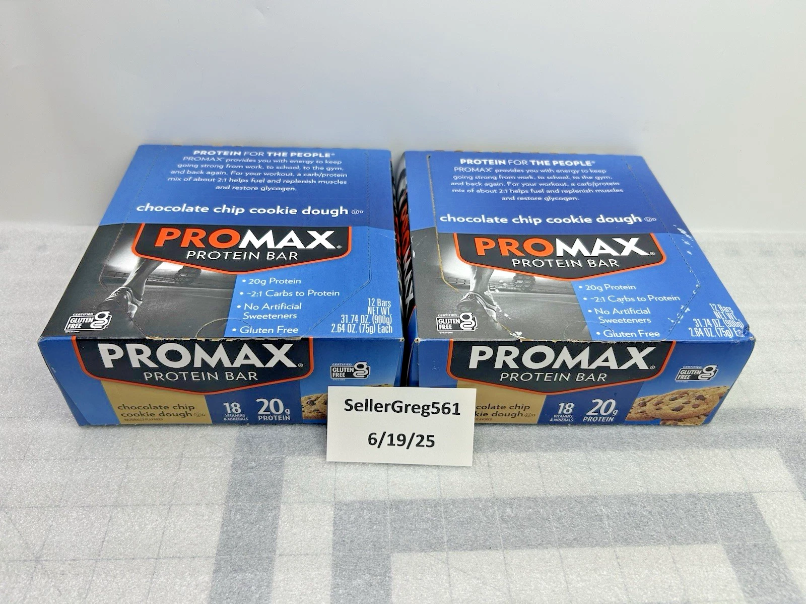 Promax Protein Bar Chocolate Chip Cookie Dough 20g Protein Gluten Free (24 BARS)