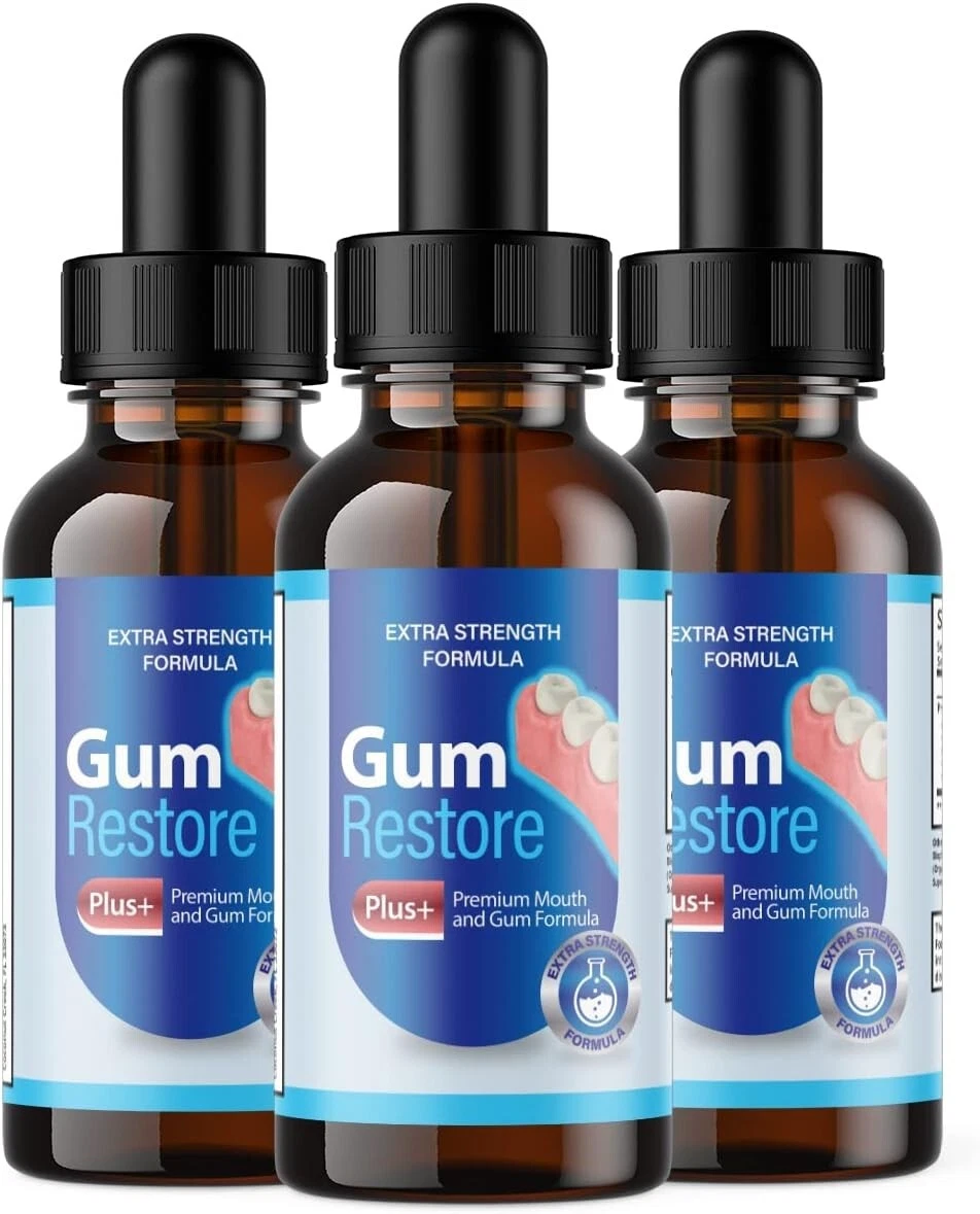3 Pack - Gum Restore Plus - Oral Drops For Teeth, Bad Breath, Gums Repair