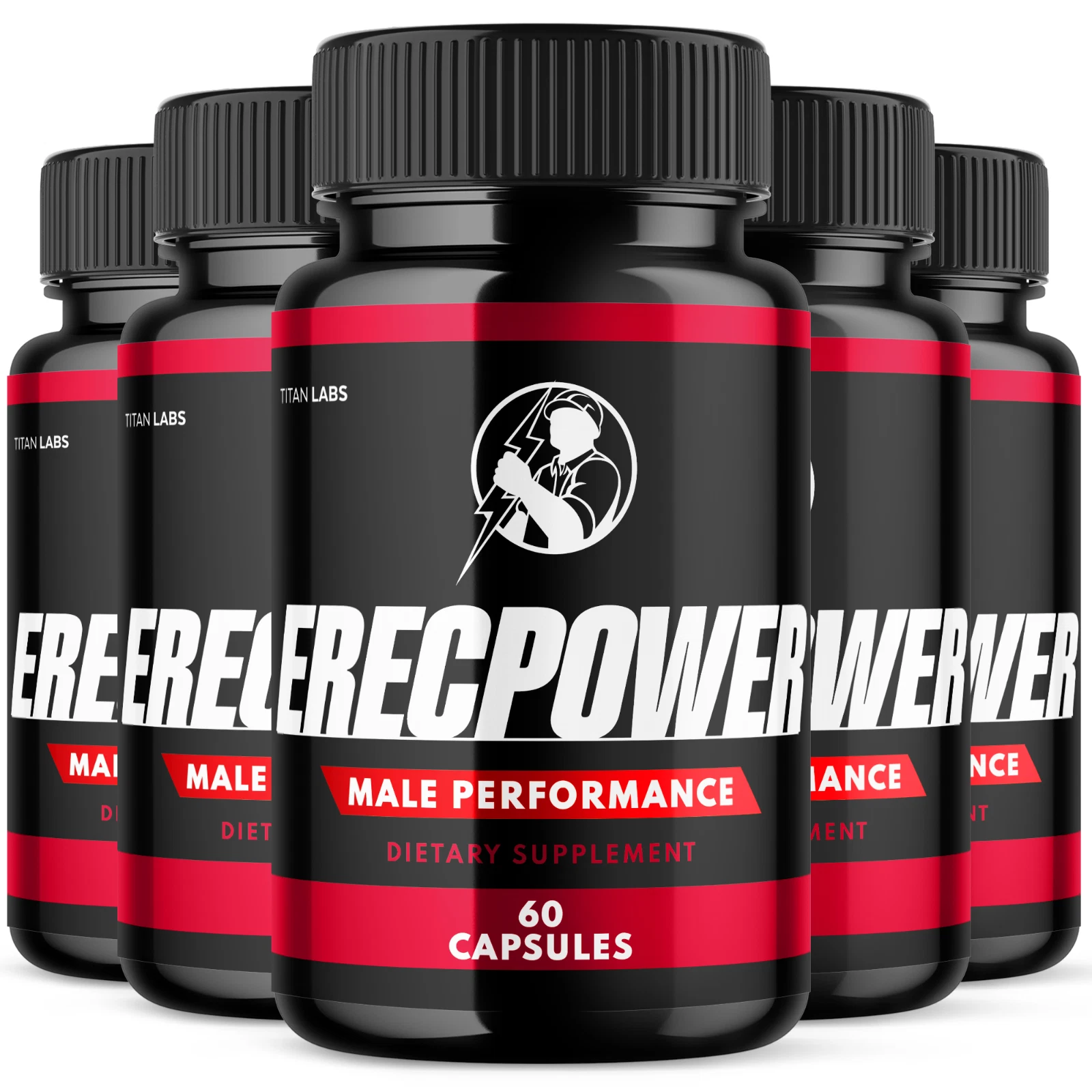 (5 Pack) Erecpower for Men, Erec Power Advance Male Support Pills (300 Capsules)