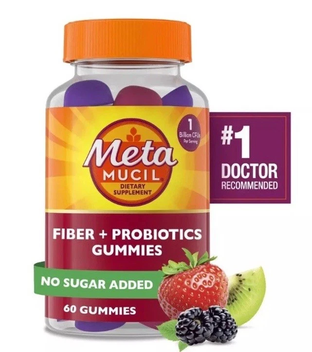 Metamucil Fiber Supplement Gummies with Probiotics for Bloating Relief- 60ct