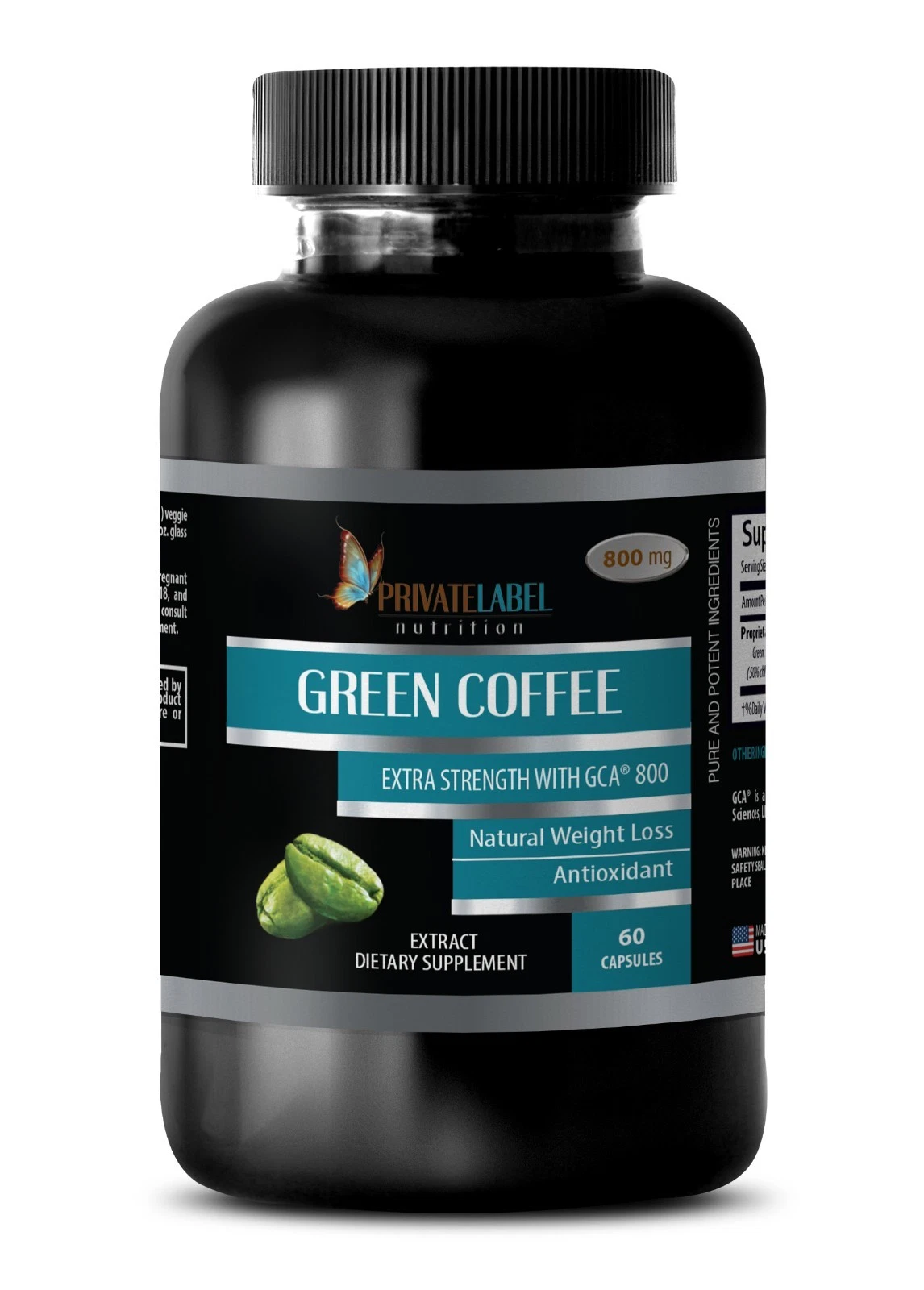 Green Coffee Bean Extract GCA 800 - Fat Burner - Weight Loss - 60 Pills