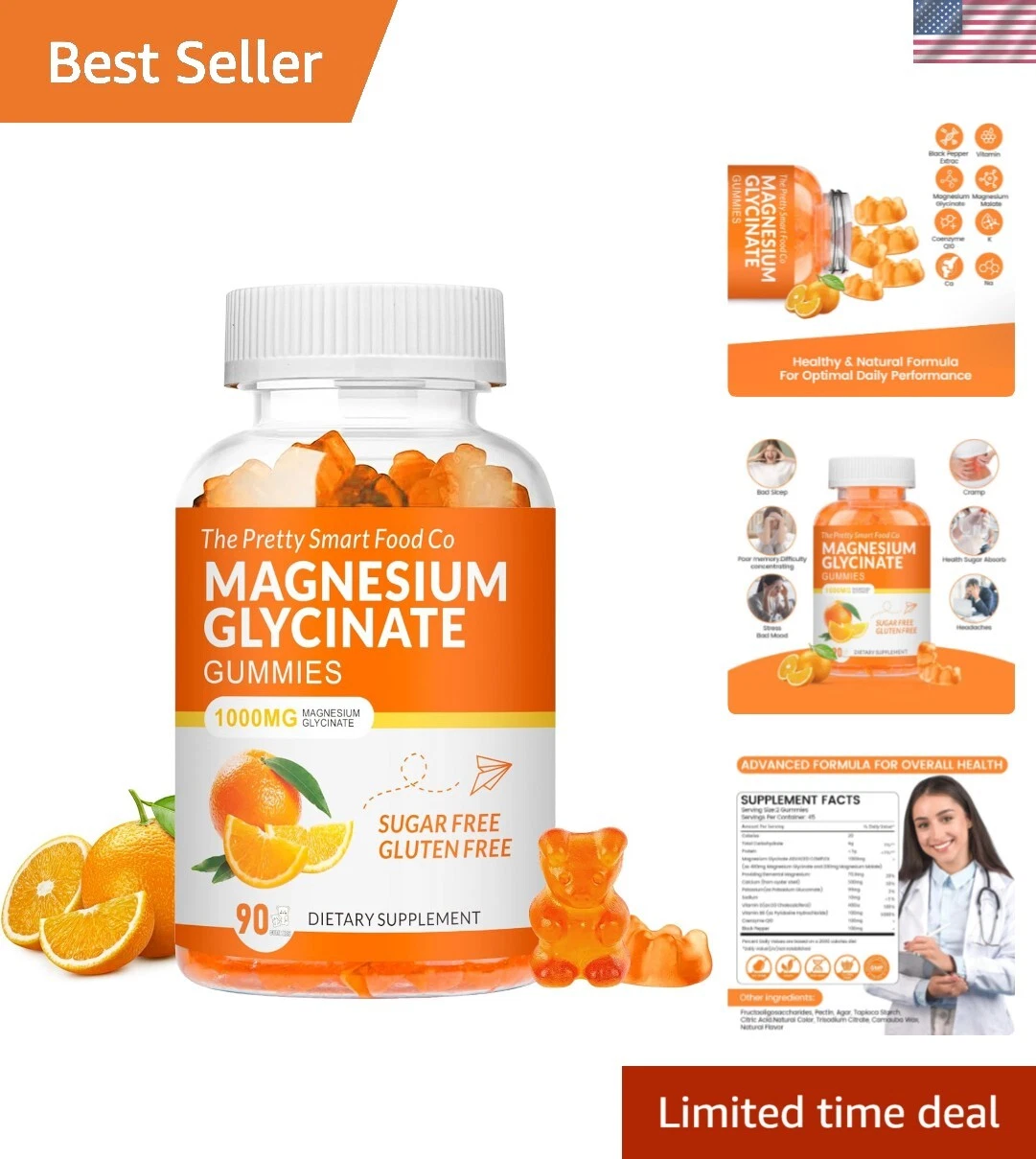 90 Count Magnesium Gummies 1000 mg - Boosts Relaxation & Reduces Anxiety