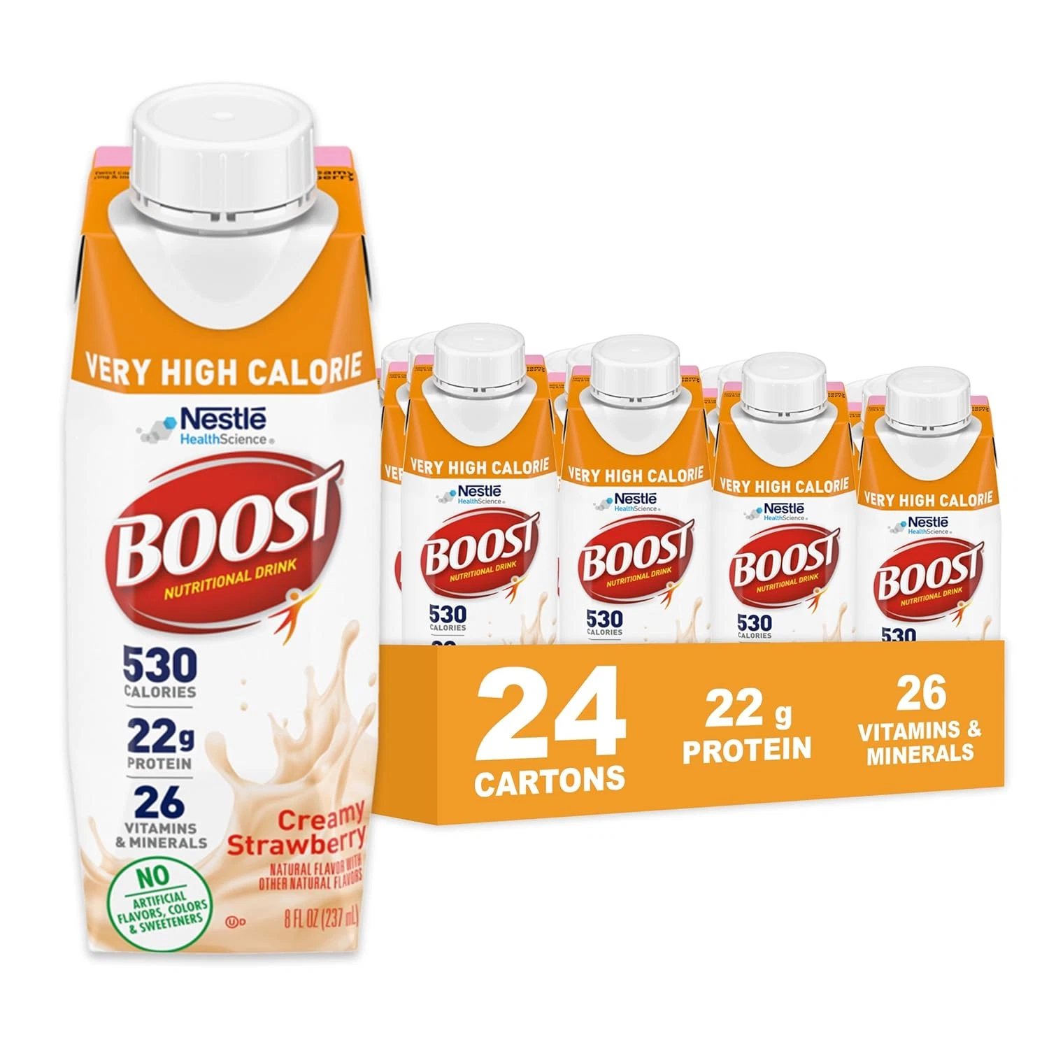 Boost Very High Calorie Strawberry Drink, 8Oz Bottles (Pack of 24)
