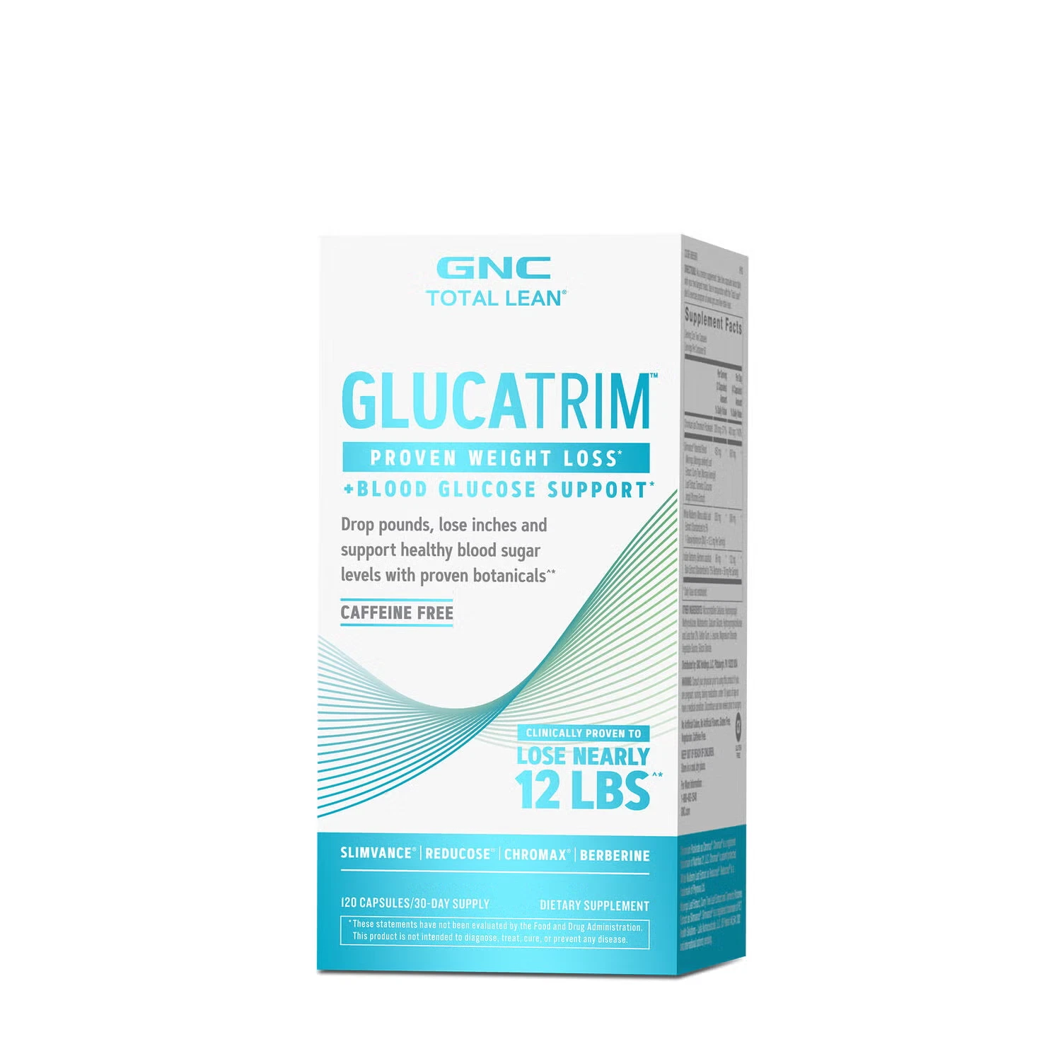 GNC Total Lean GlucaTrim Weight Loss Supplement Caffeine Free 120Caps- Exp 05-27