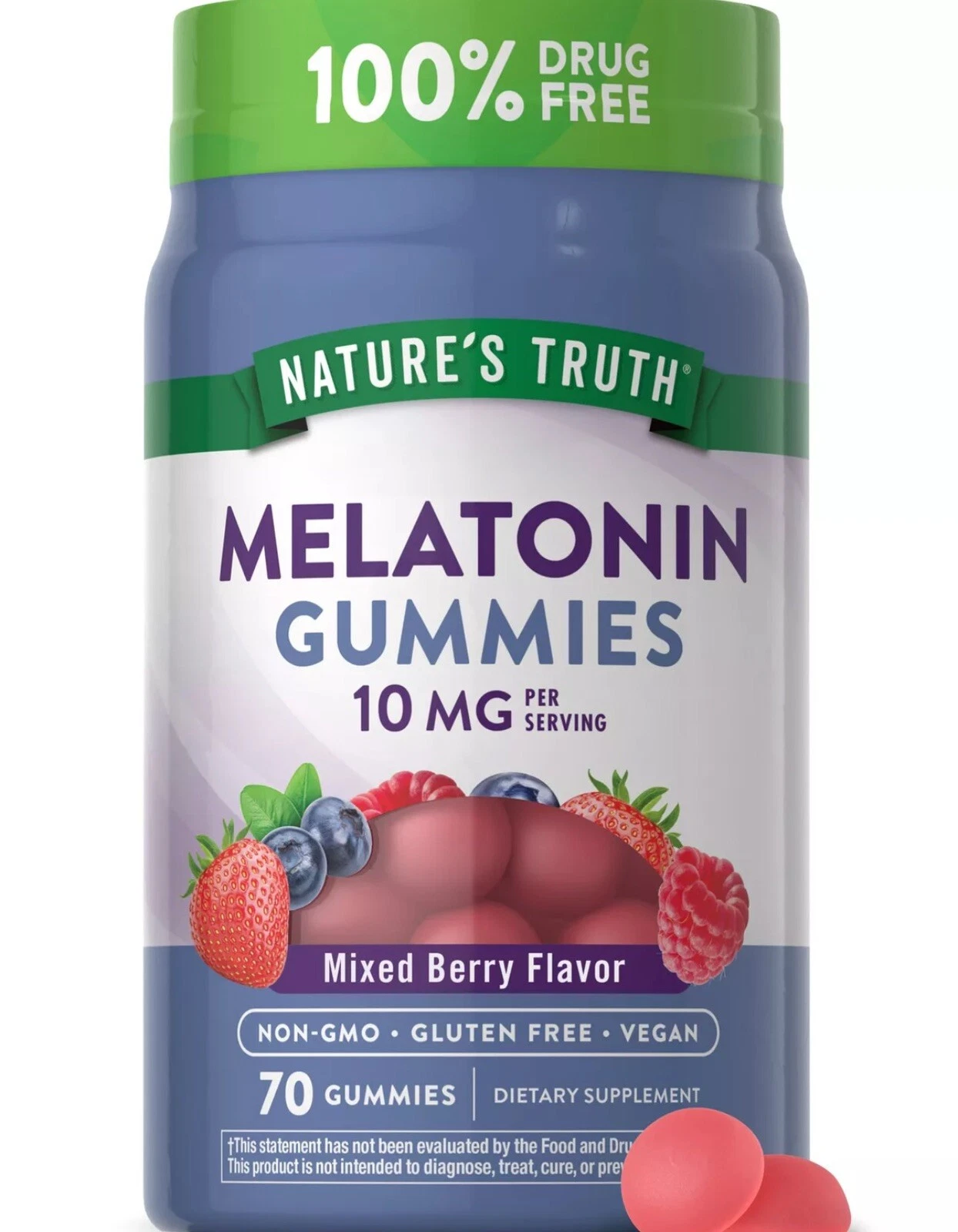 Melatonin 10mg Gummies | 70 Count | Vegan Mixed Berry Flavor | by Nature's Truth