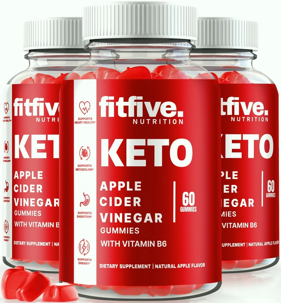 (3 Pack) FitFive Keto ACV Gummies, FitFive Nutrition Keto + ACV for Weight loss