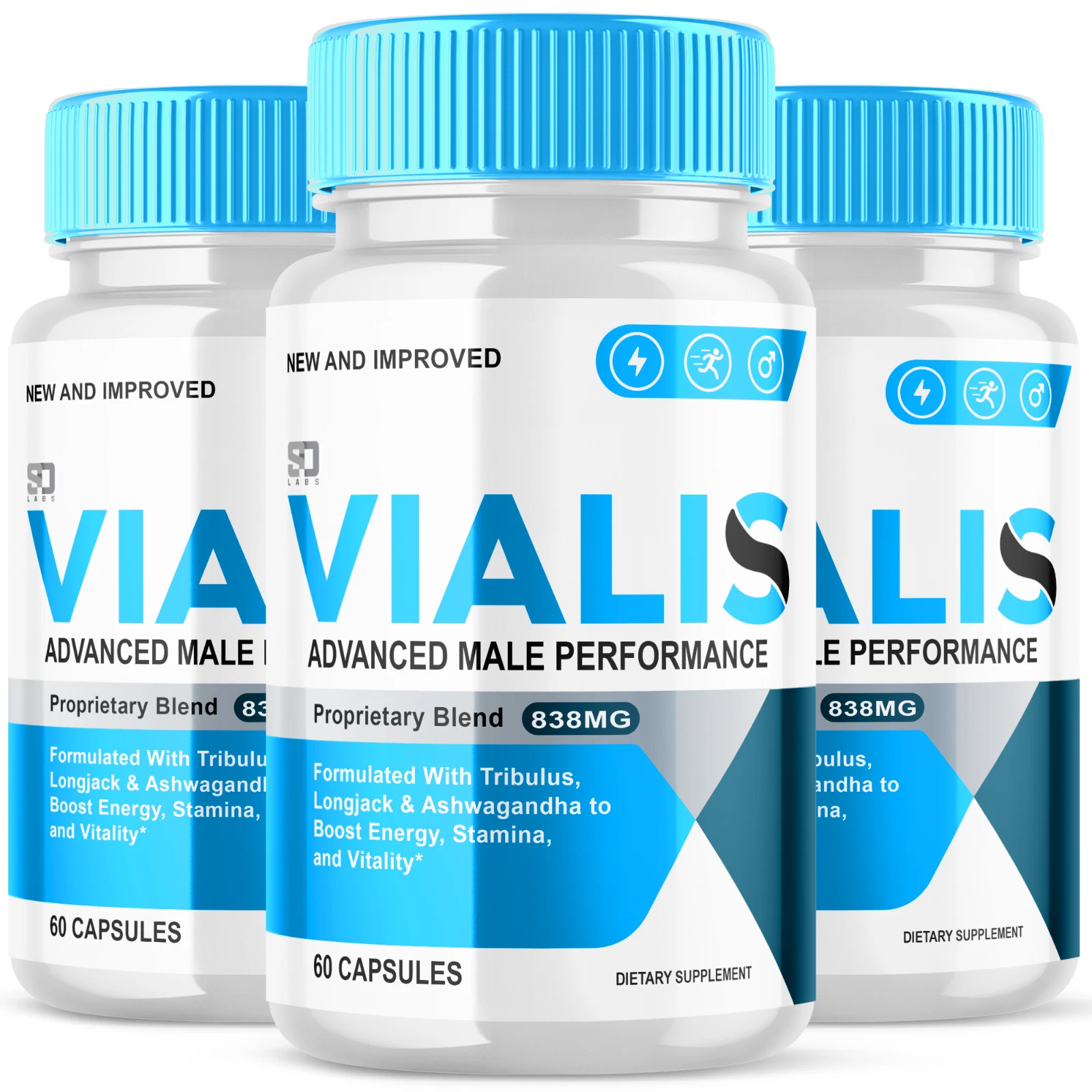 (3 Pack) Vialis Men Pills, Maximize Energy, Vitality & Stamina 180 Capsules