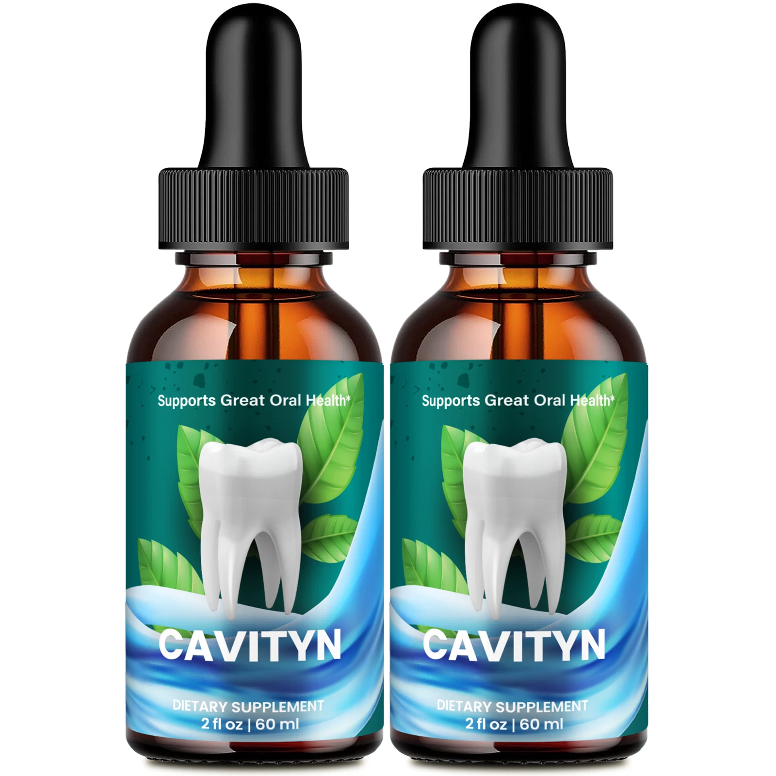 Cavityn Liquid Drops For Teeth and Gums Dental Health Supplement (2 Pack)