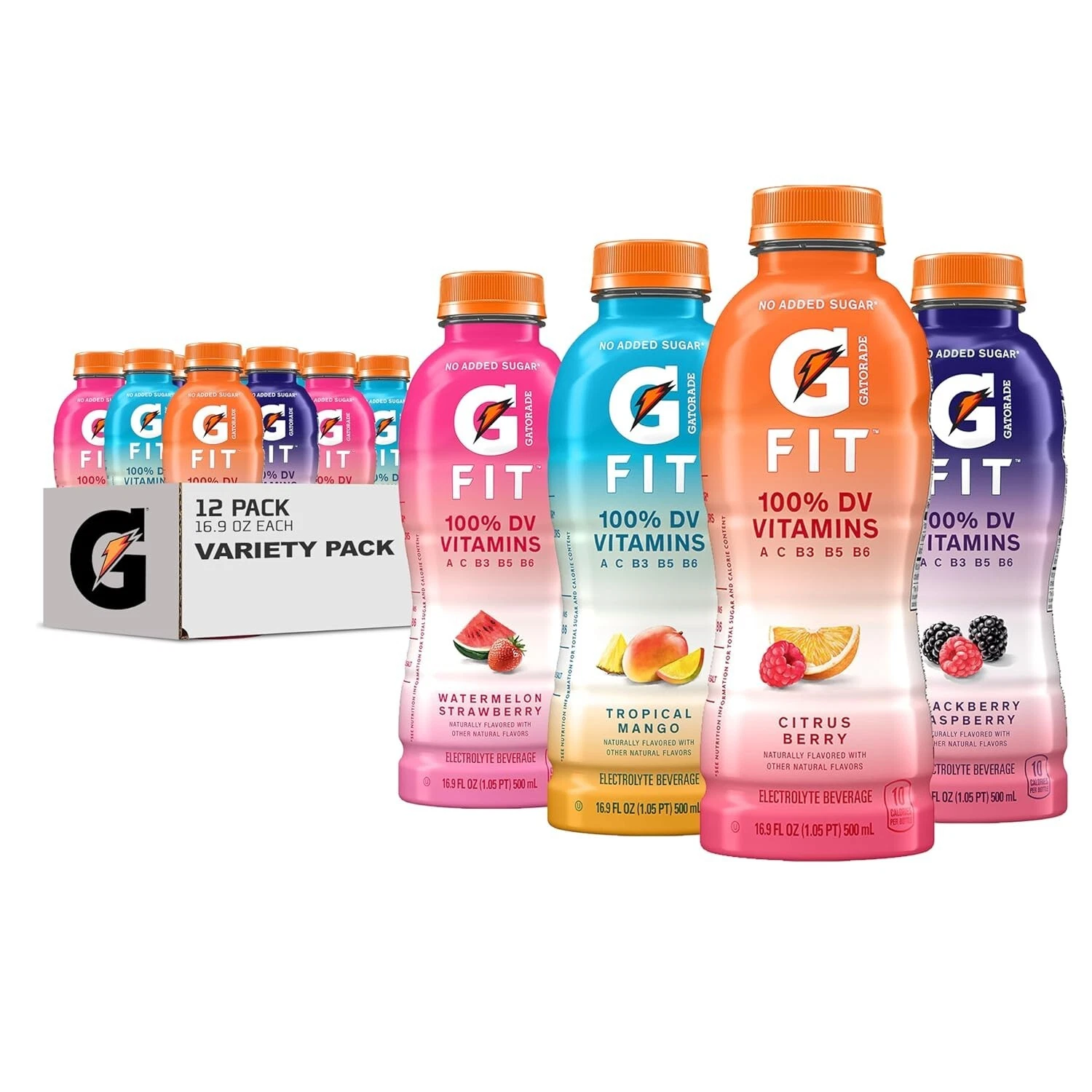 Gatorade Fit Electrolyte Beverage Flavor Variety Pack, 16.9.oz Bottles(12 Pack)