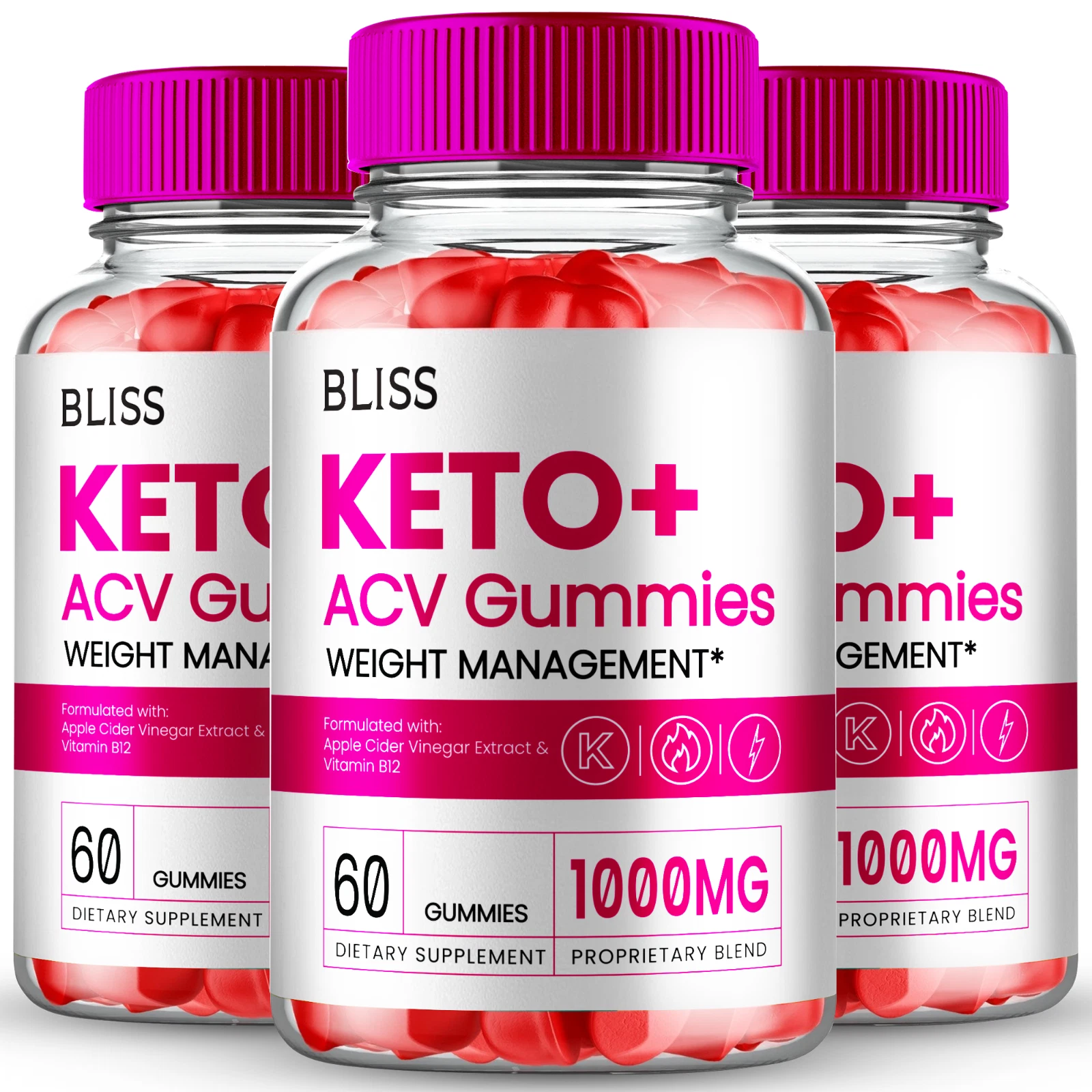 (3 Pack) Bliss Keto ACV Gummies for Advanced Weight Loss and Burn Stubborn Fat