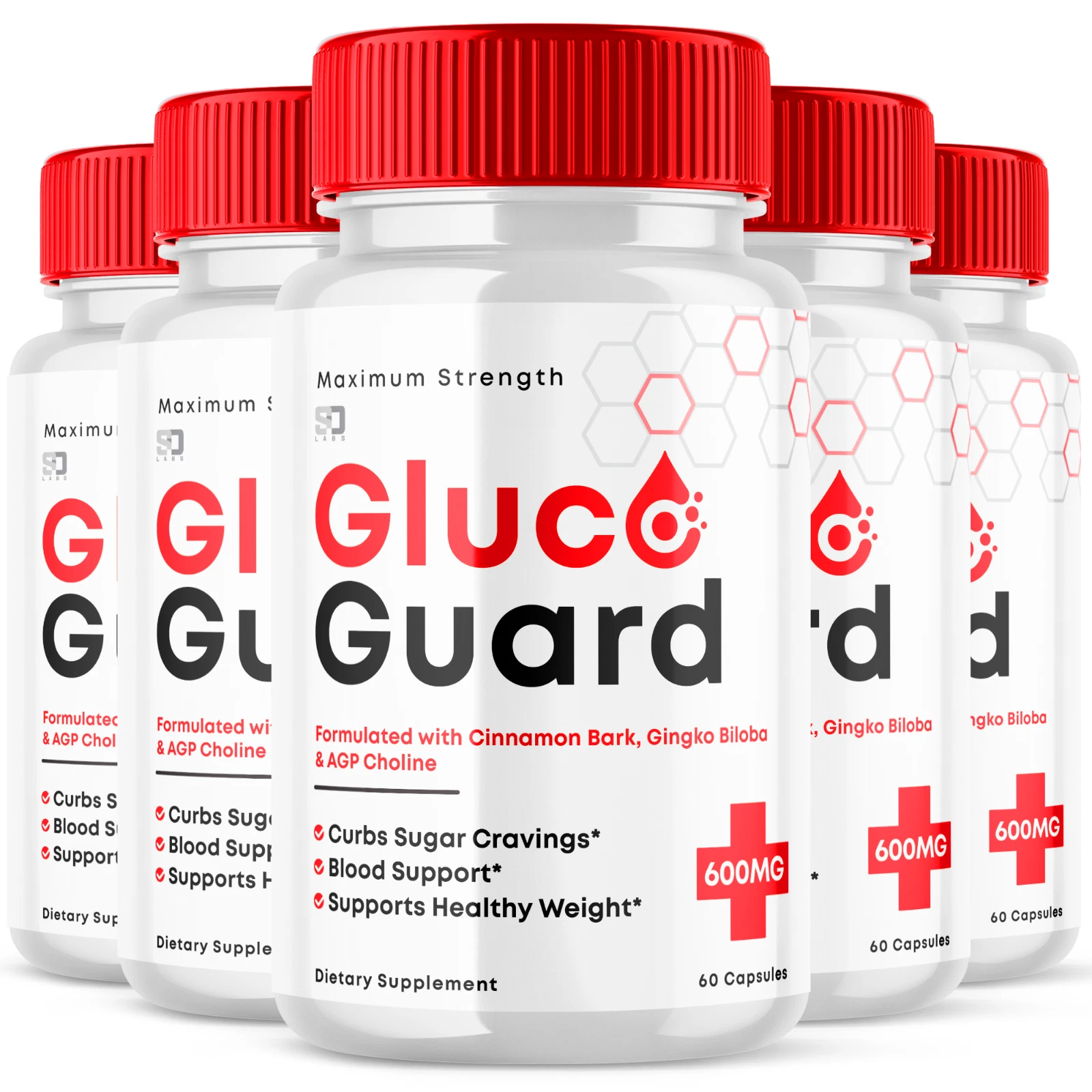 (5 Pack) Gluco Guard Blood Support Extra Strength Blood Sugar 300 Capsules
