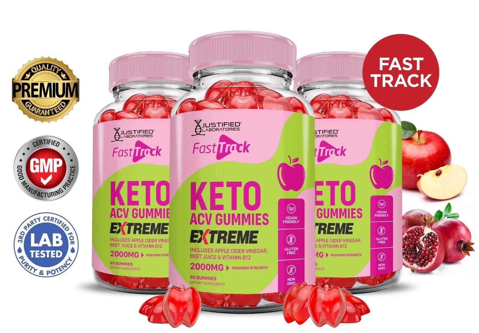 Fast Track Keto Extreme ACV Gummies 2000MG Apple Cider Vinegar 180 Gummys