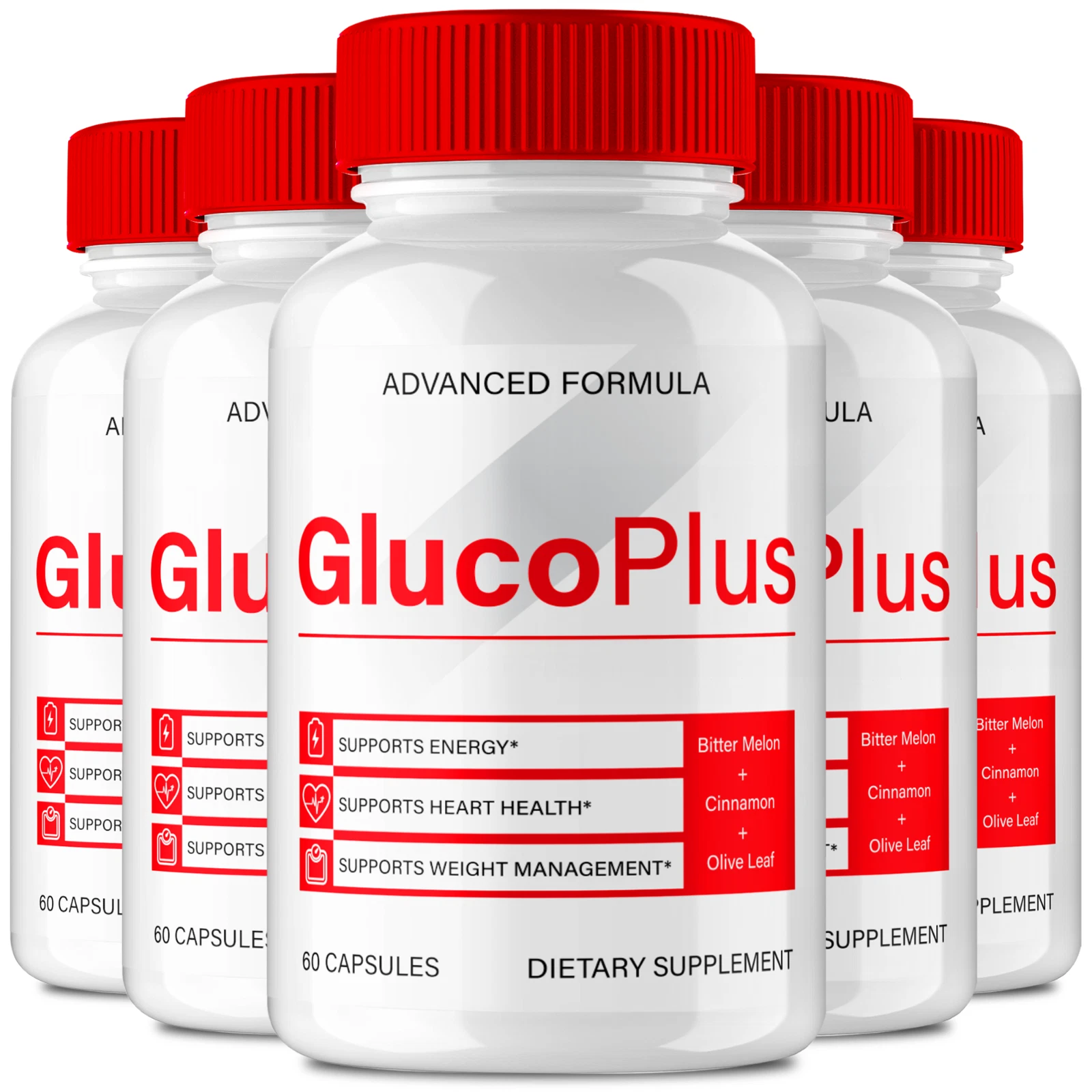 (5 Pack) Gluco Plus Blood Formula Capsules, GlucoPlus Advanced Blood Sugar Pills