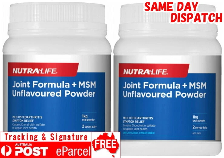 2 x 1KG (Total 2KG) NUTRA LIFE MSM GLUCOSAMINE CHONDROITIN JOINT FOOD POWDER
