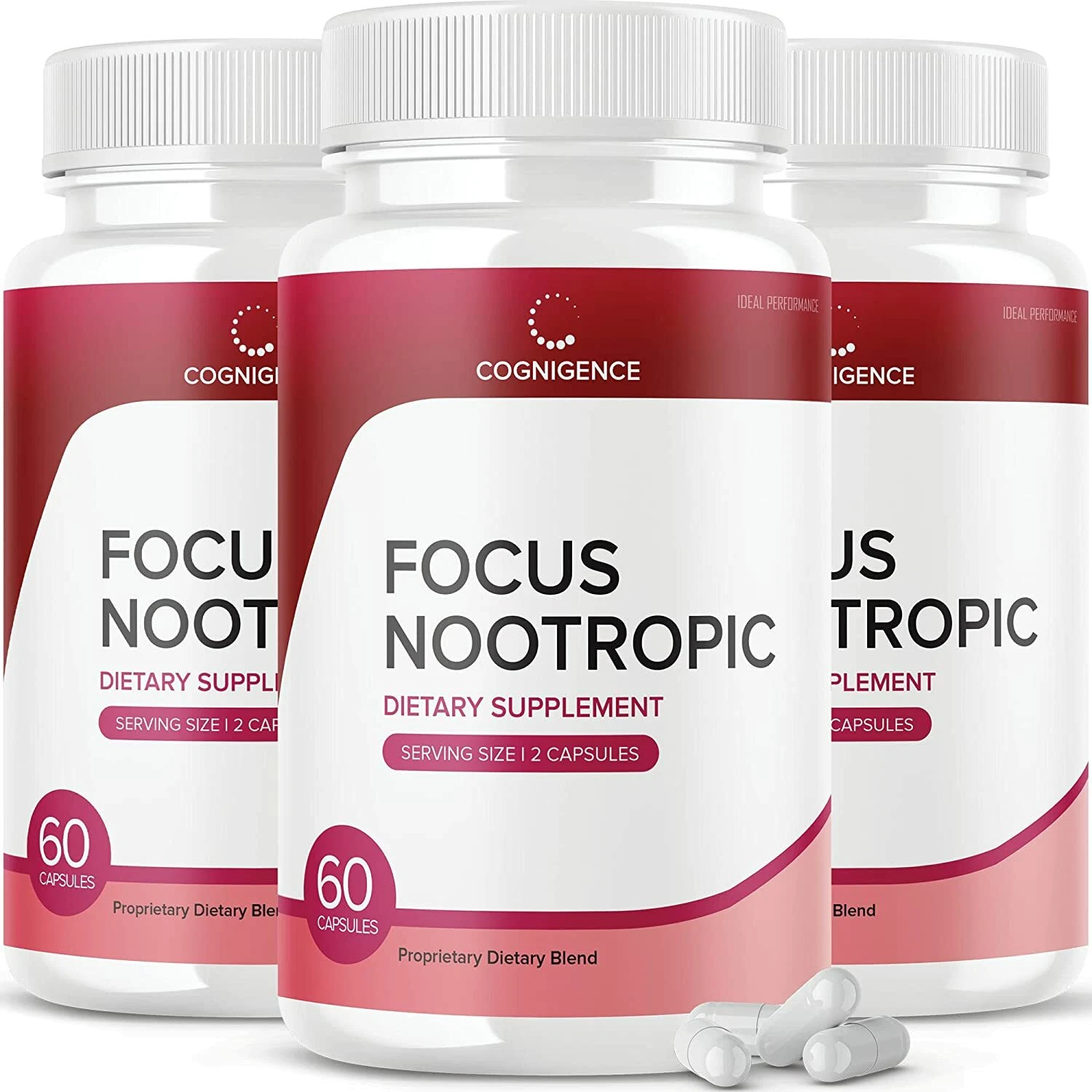 Cognigence Focus Nootropic Memory Booster Supplement Pills 180 Capsules (3 Pack)