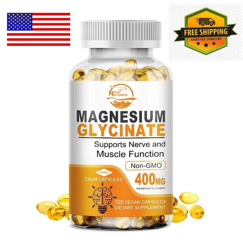 Magnesium Glycinate 400mg - 120 Capsules For Sleep, Stress Relief Support Bone