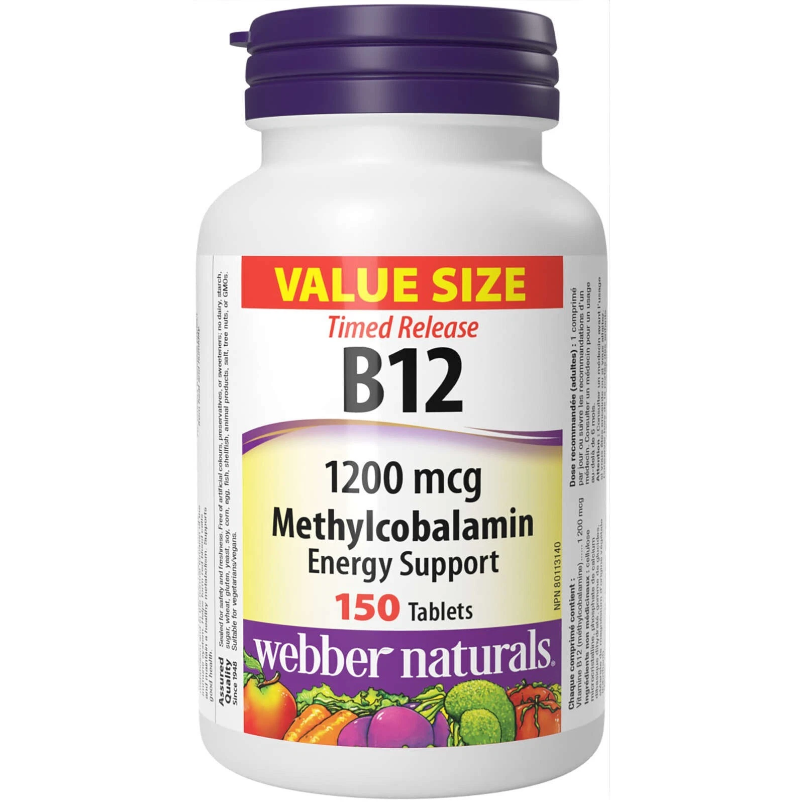 Webber Naturals Timed-Release Vitamin B12 Energy Support Optimum 150 pcs NEW