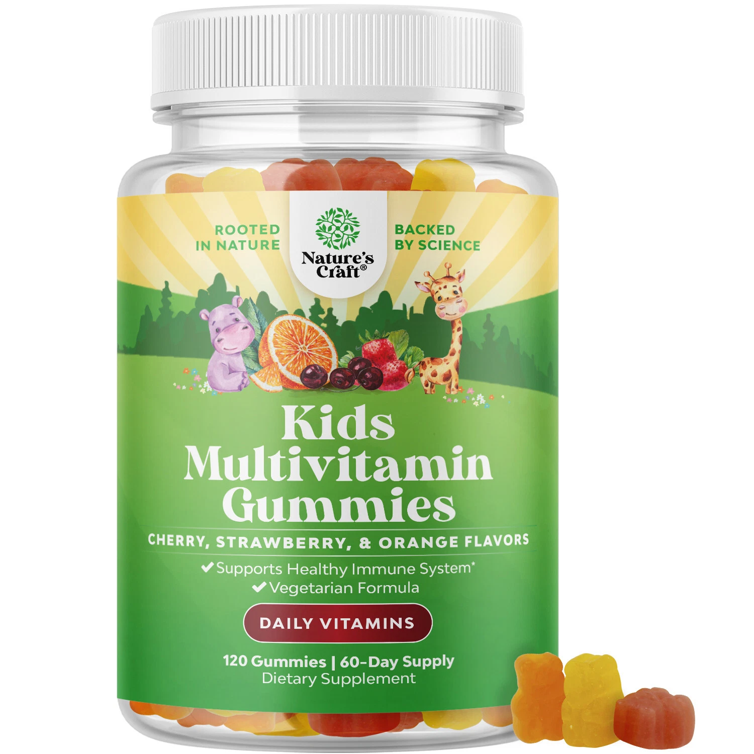 Delicious Daily Kids Multivitamin Gummies for Immunity Halal Gluten-Free 120ct