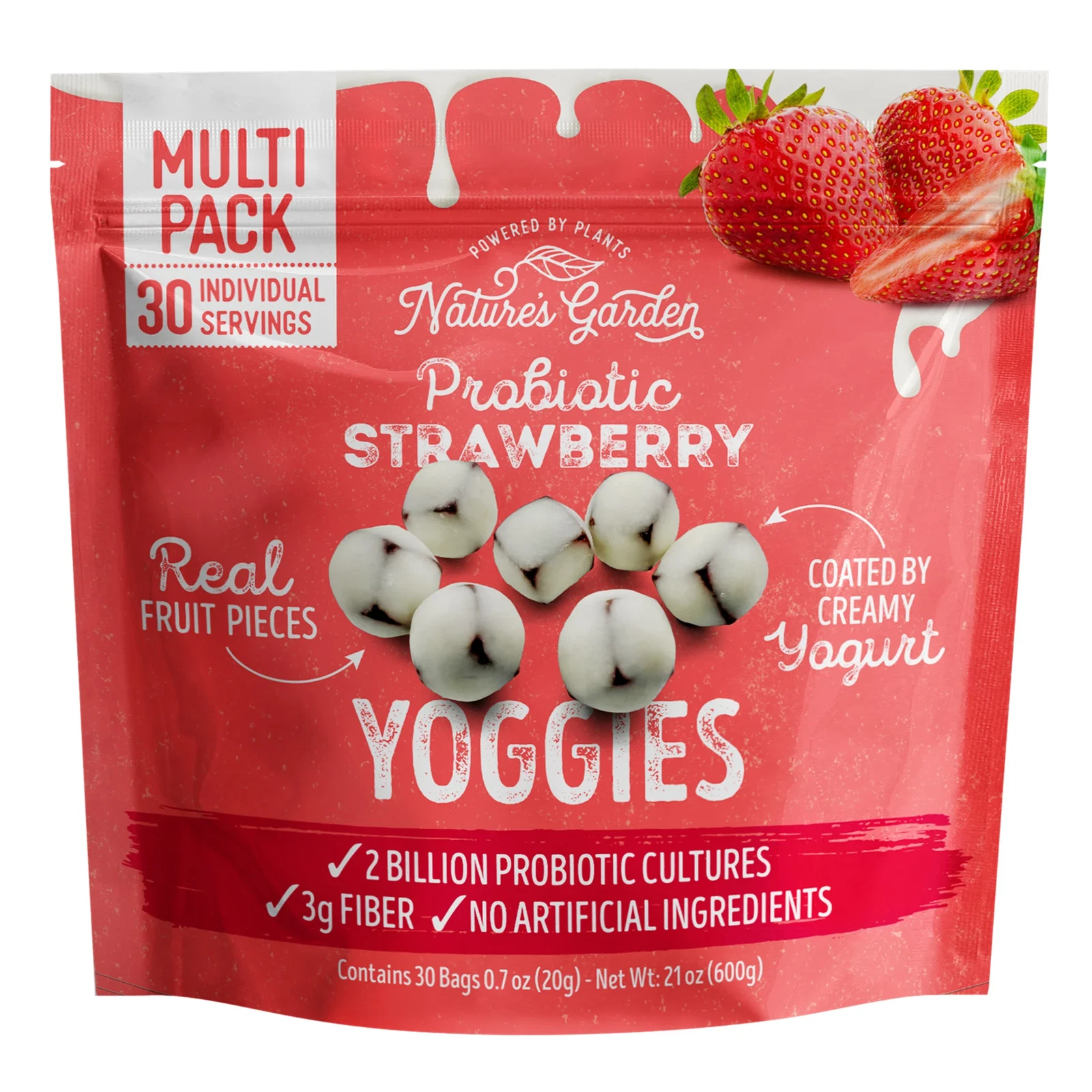 Nature's Garden, Probiotic Strawberry Yoggies, 0.7 oz, 30-count