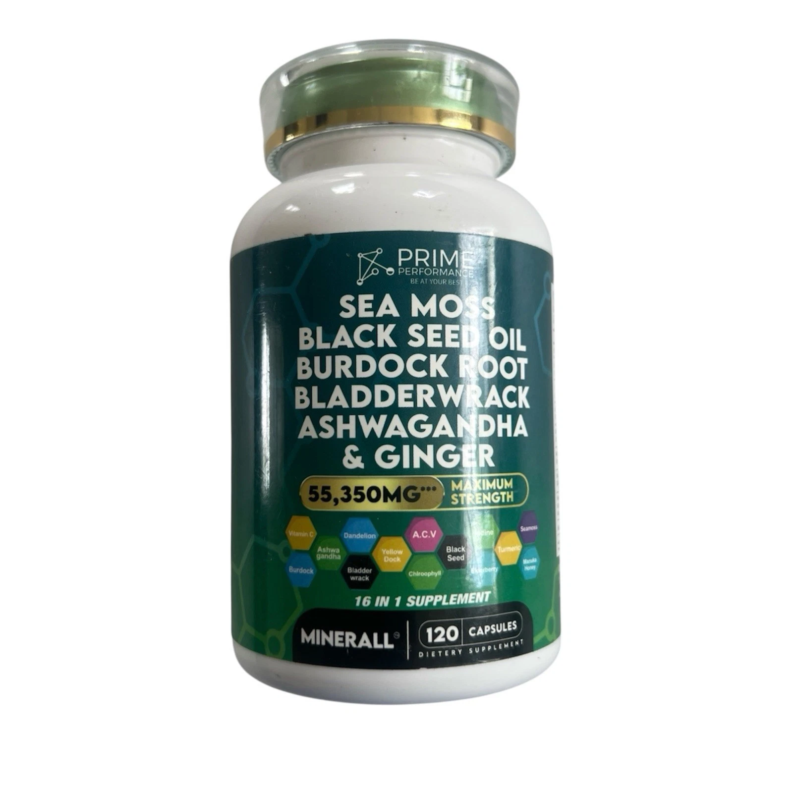 Prime Performance Sea Moss Black Seed Oil 16 in 1 Supplement 120 Caps Exp 4/26
