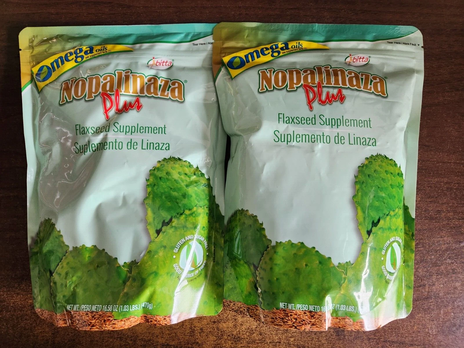 2 NOPALINAZA PLUS IBITTA OMEGA OILS FLAX SEED SUPPLEMENT NET WT 16.6 OZ 08/2027