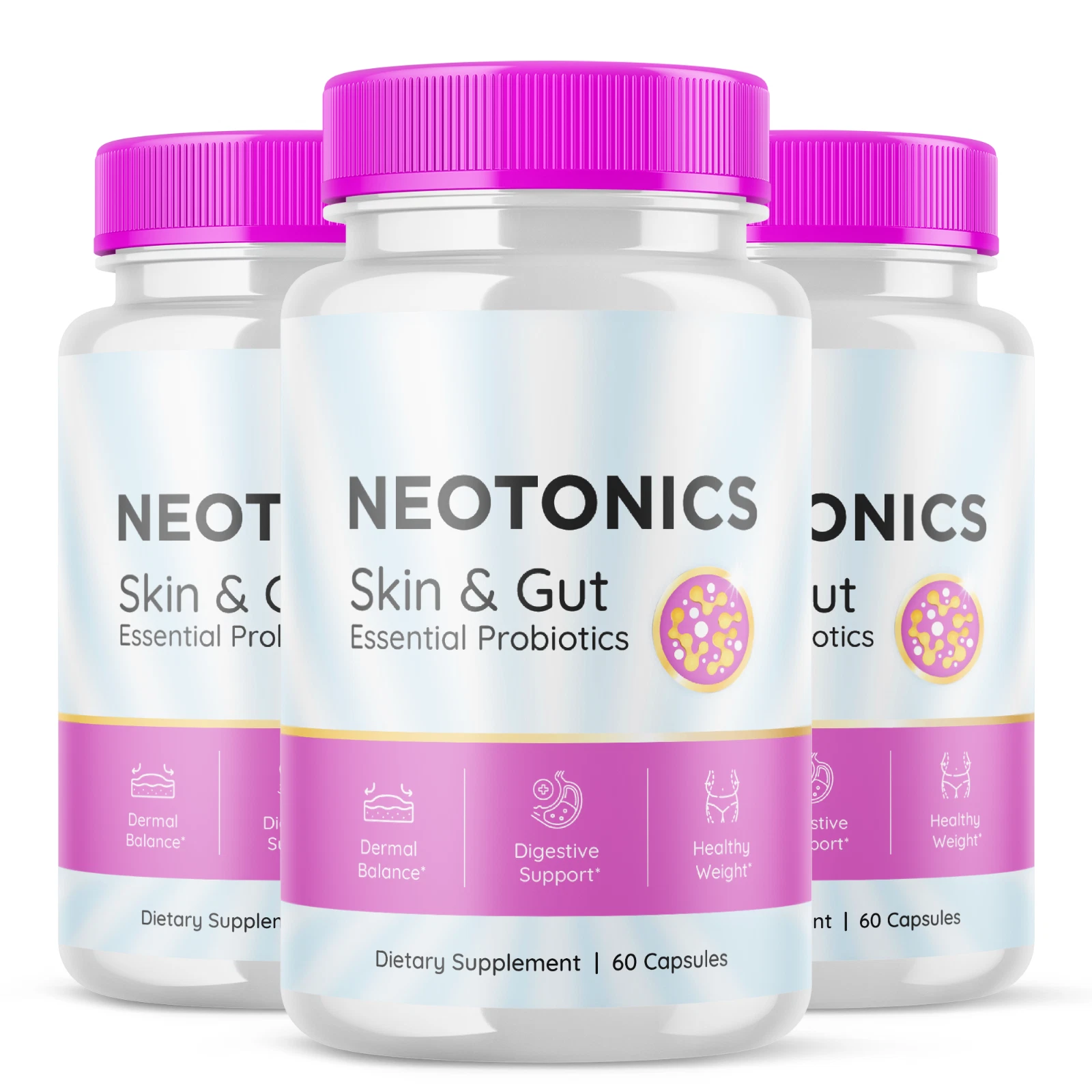 Neotonics - Neotonics Skin & Gut Probiotics Supplement Pills OFFICIAL - 3 Pack
