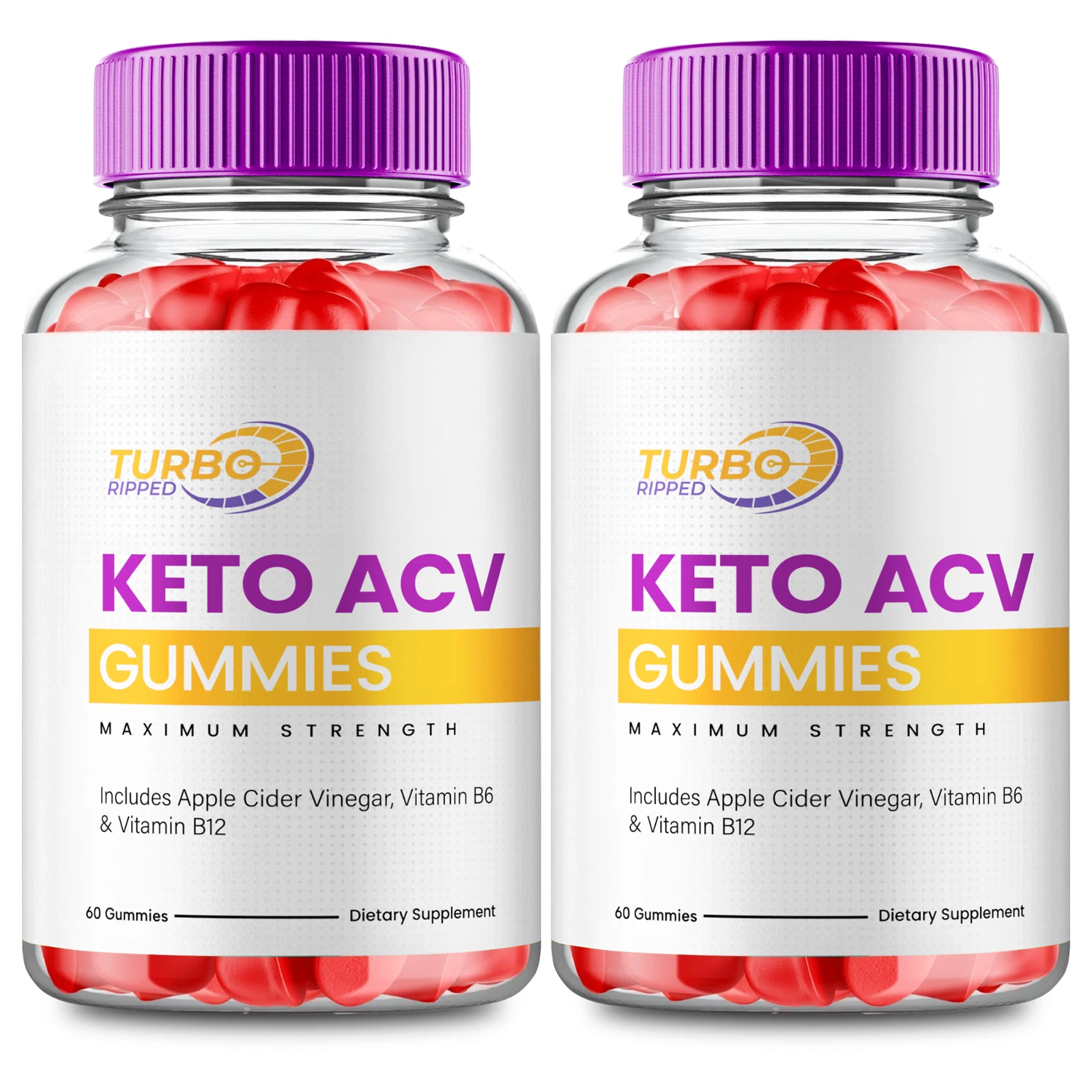 (2 Pack) Turbo Ripped Keto ACV gummies, Maximum Strength Official ACV Gummies