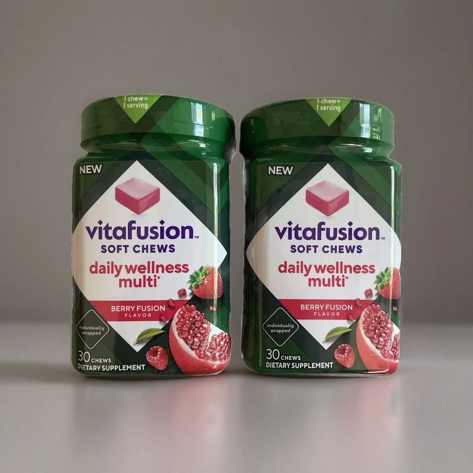 2 PK Vitafusion Soft Chews Daily Wellness Multi Adult Berry Fusion 30ct each