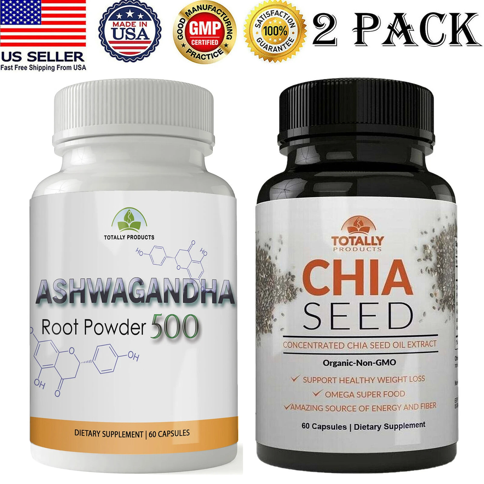Ashwagandha Root Immune Health Supplements Chia Seed Oil Weight Loss Diet Pills
