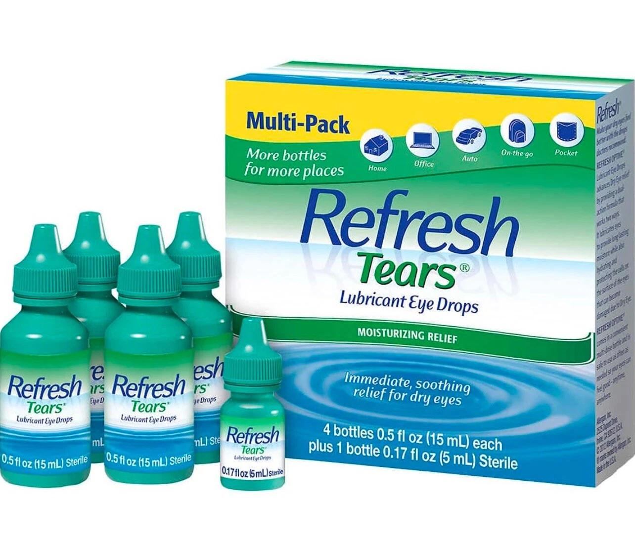 Refresh Tears Lubricant Eye Drops Multi-Pack 4+1 Bonus Bottle Free Ship 05/31/27
