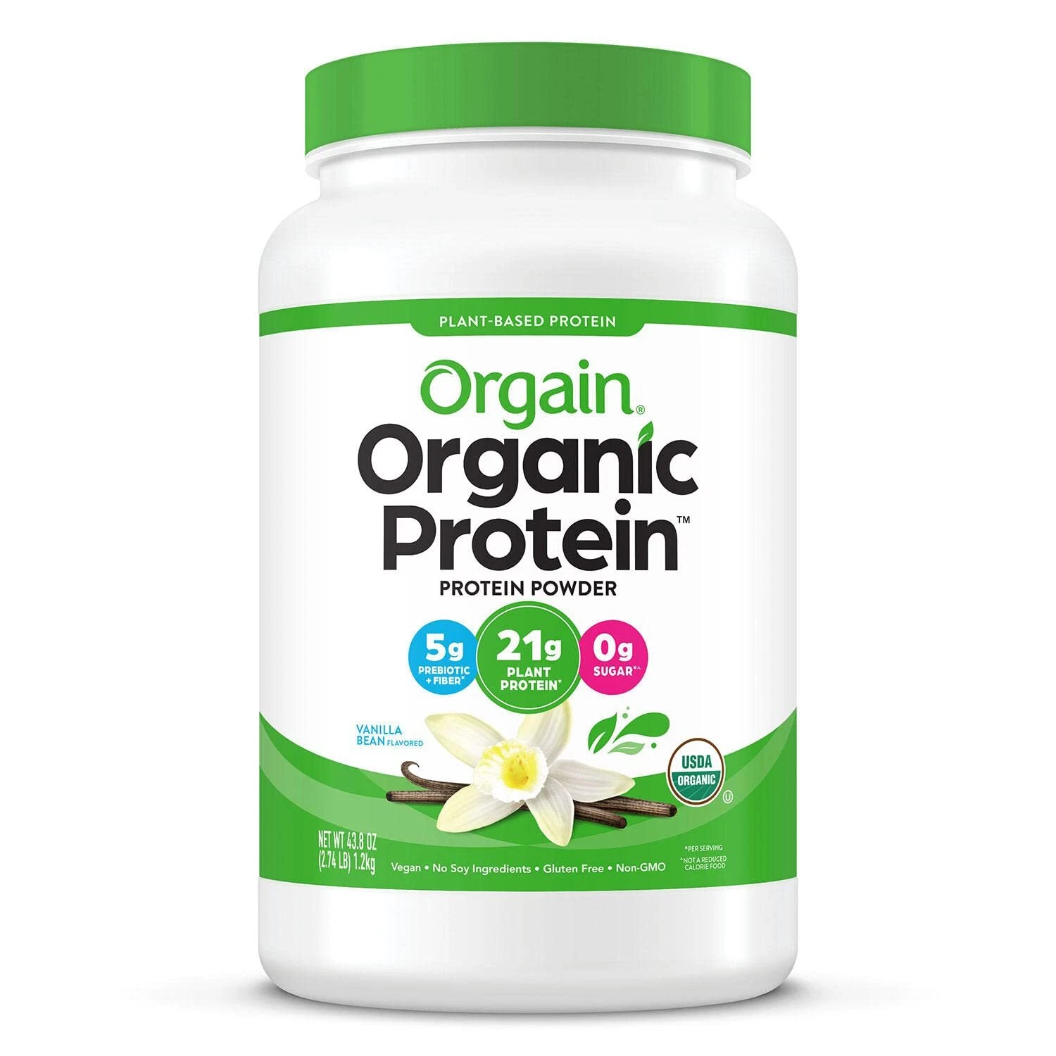 Orgain Organic Plant Based Protein Powder, Vanilla Bean, 2.74 lb