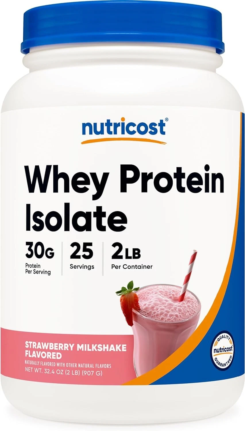 Nutricost Whey Protein Isolate (Strawberry Milkshake) 2LBS 2 Pound (Pack of 1)