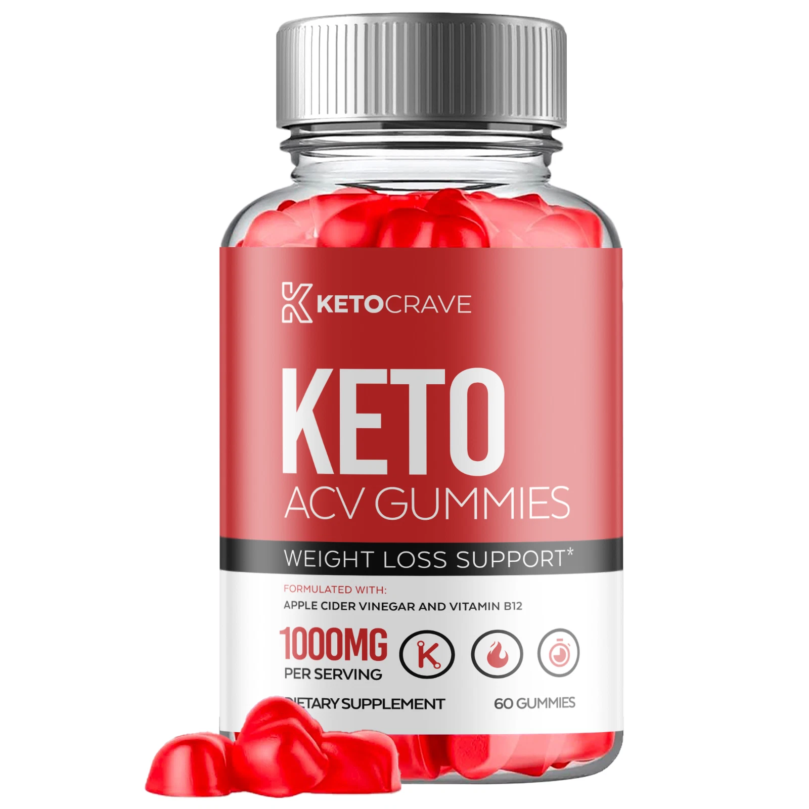Keto Crave, Ketocrave ACV Gummies for Weight Loss and Fat Burning (60 Gummies)