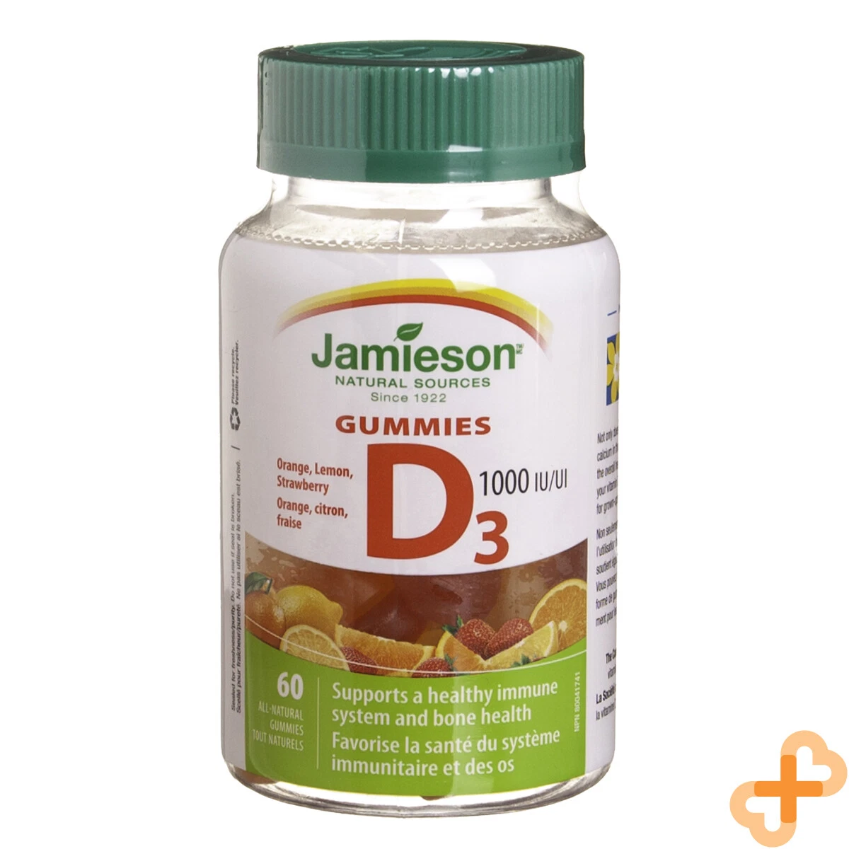 Jamieson Vitamin D3 Gummies 1000 IU Orange Bones Teeth Development Immune N60