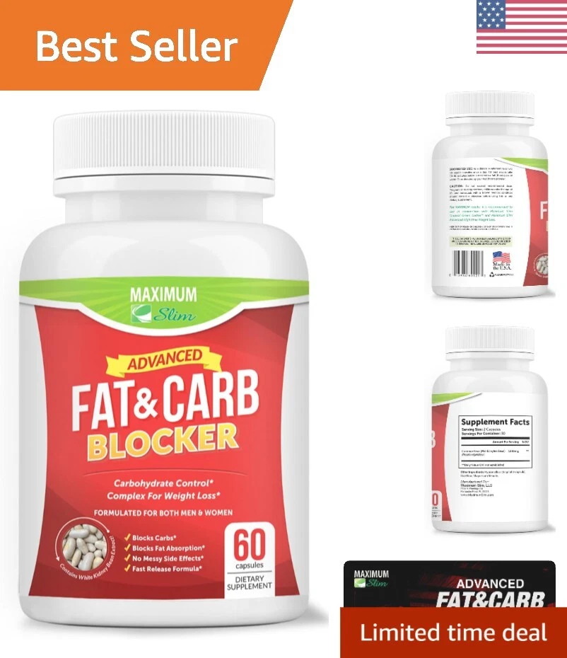 Advanced 1600 mg Fat & Carb Blocker Capsules for Appetite Control & Weight Loss