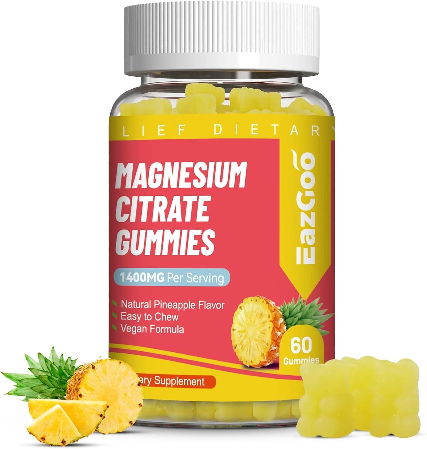 1400MG Magnesium Citrate Gummies, High Absorption Magnesium Gummies for Adults