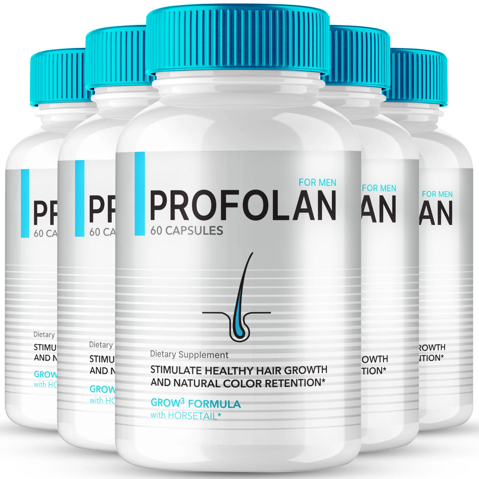 (5 Pack) Profolan Hair Growth Capsules, Promotes Stronger, Thicker Hair Pills