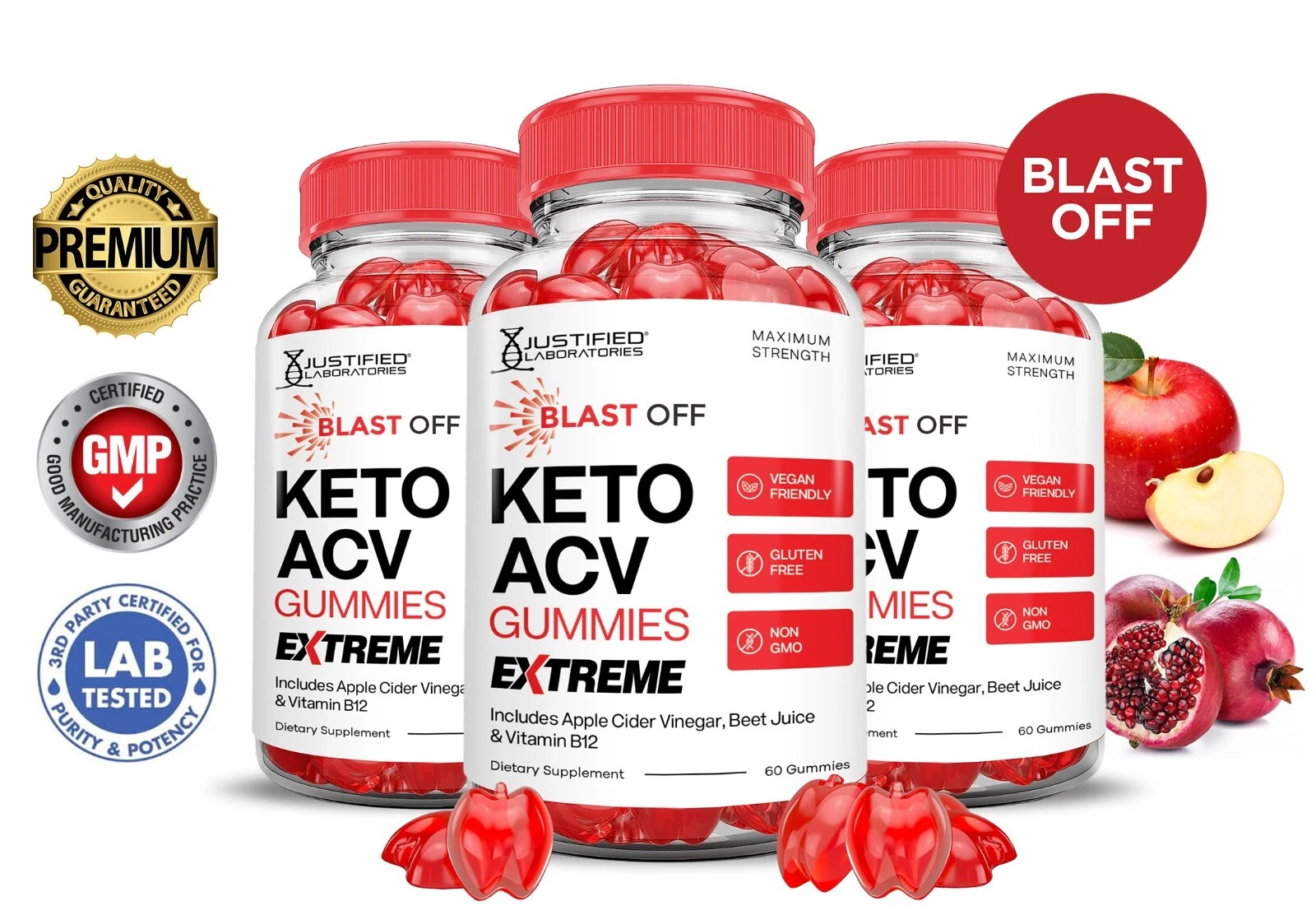 Blast Off Keto Extreme ACV Gummies 2000MG Apple Cider Vinegar 180 Gummys