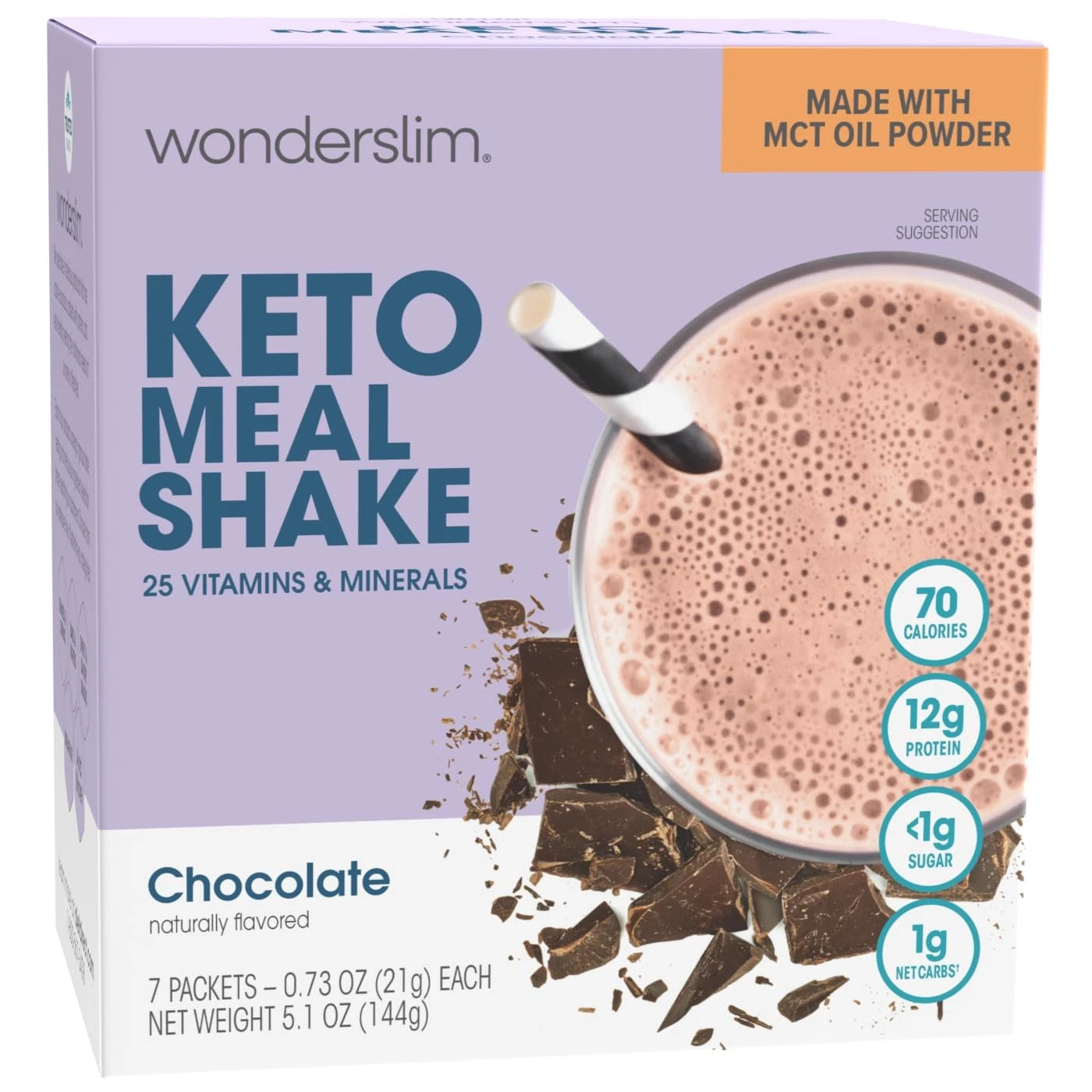 Wonderslim Keto Meal Replacement Shake, Chocolate, Low Carb, C8 Mcts, 12g Protei