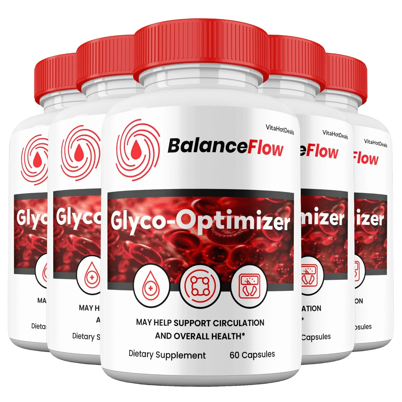 Balance Flow Glyco Optimizer Capsules, Max Strength, BalanceFlow Pills (5 Pack)